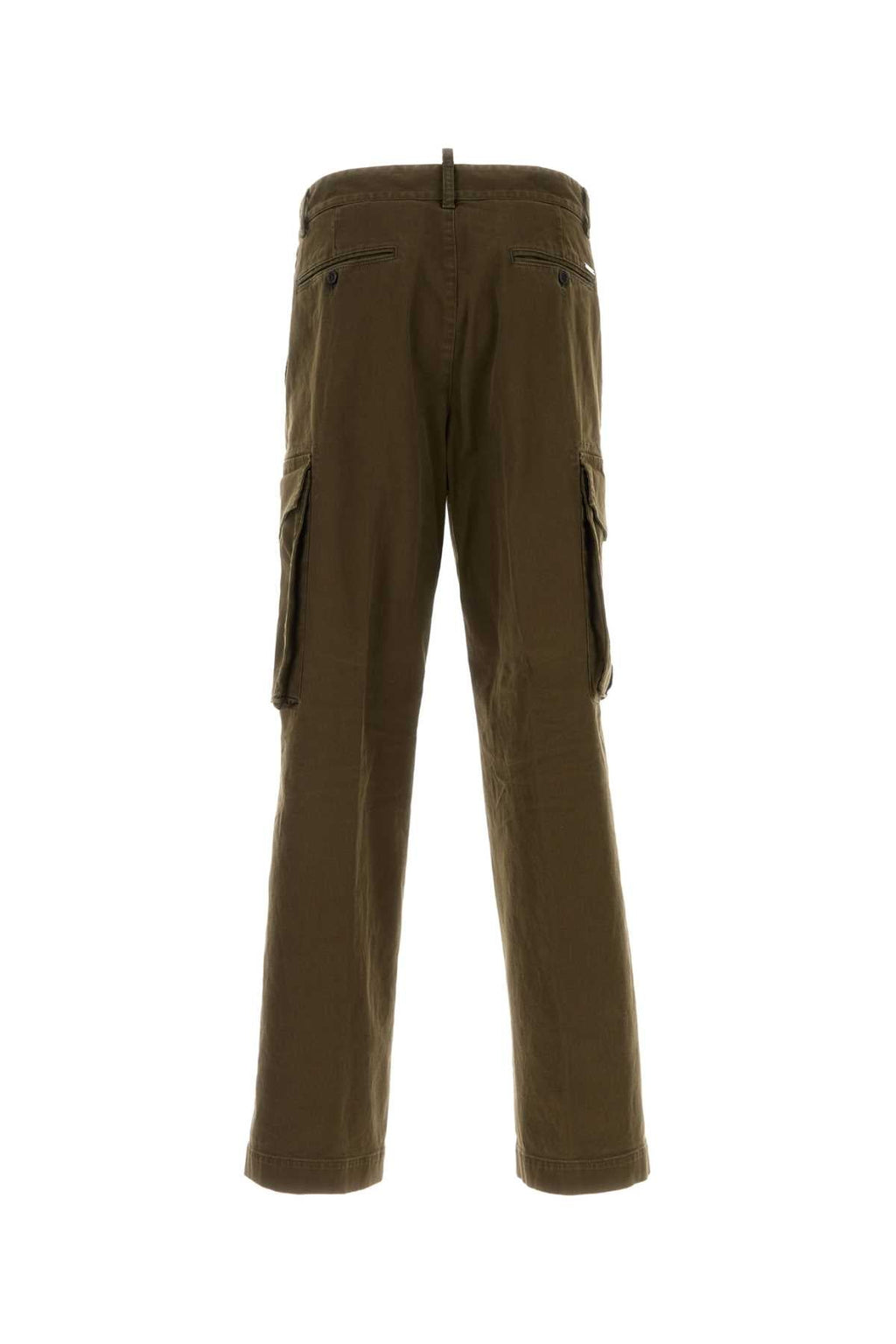 Dsquared Men Olive Green Stretch Cotton Loose Cargo Pant
