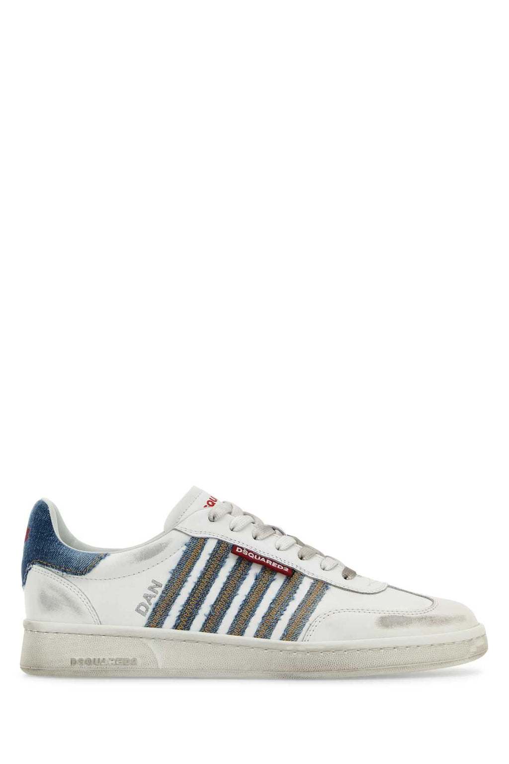 Dsquared Men White Leather Boxer Sneakers