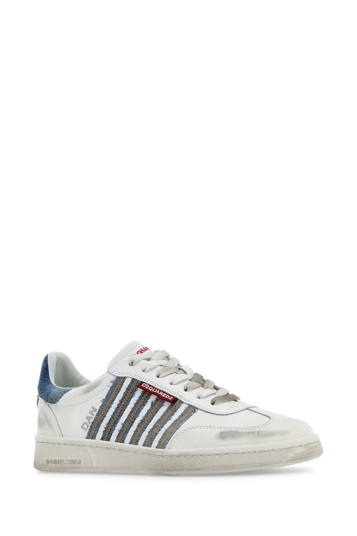 Dsquared Men White Leather Boxer Sneakers