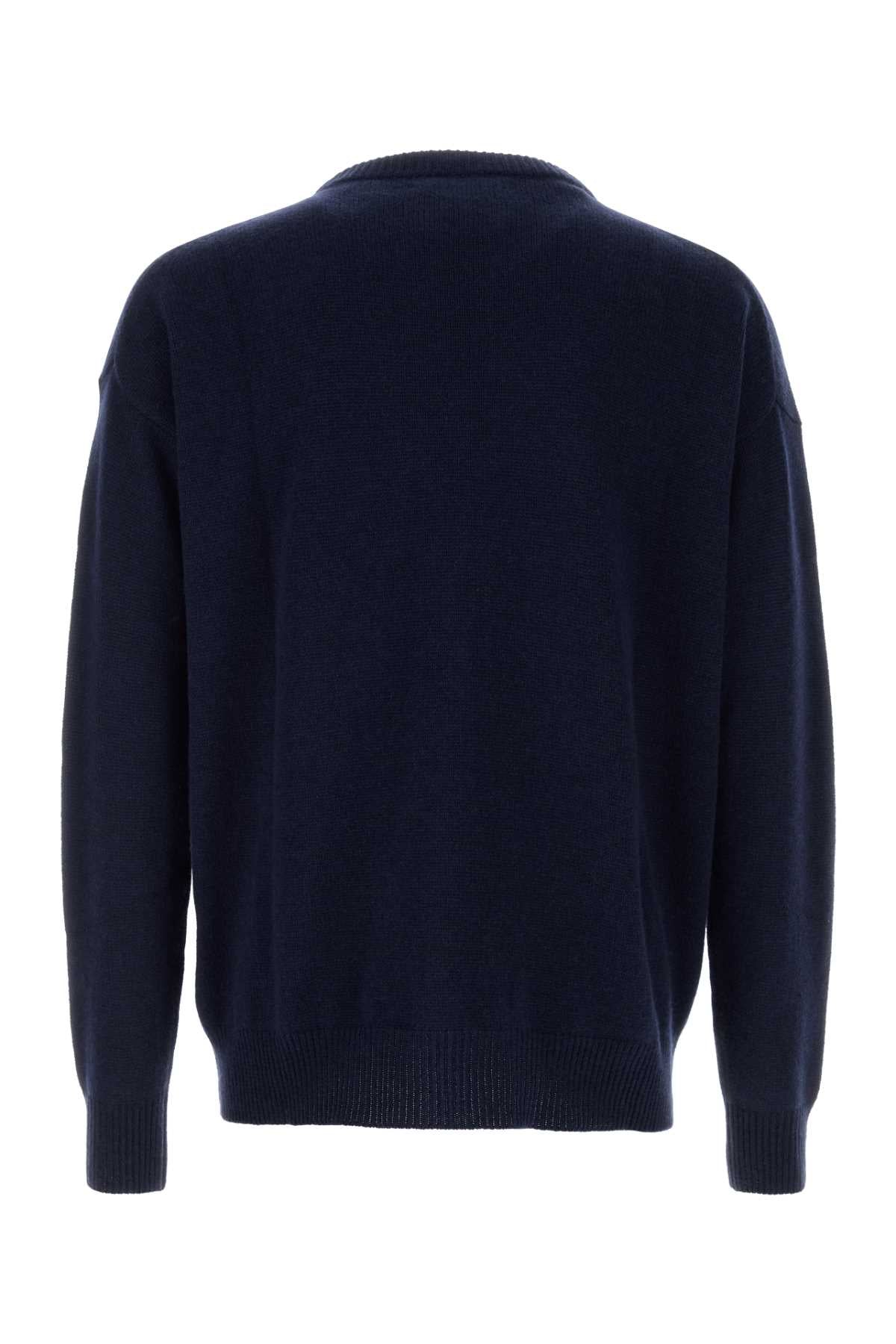Jil Sander Men Dark Blue Cashmere Sweater