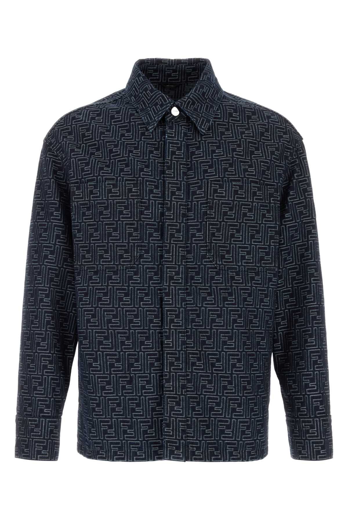 Fendi Men Embroidered Denim Jacket