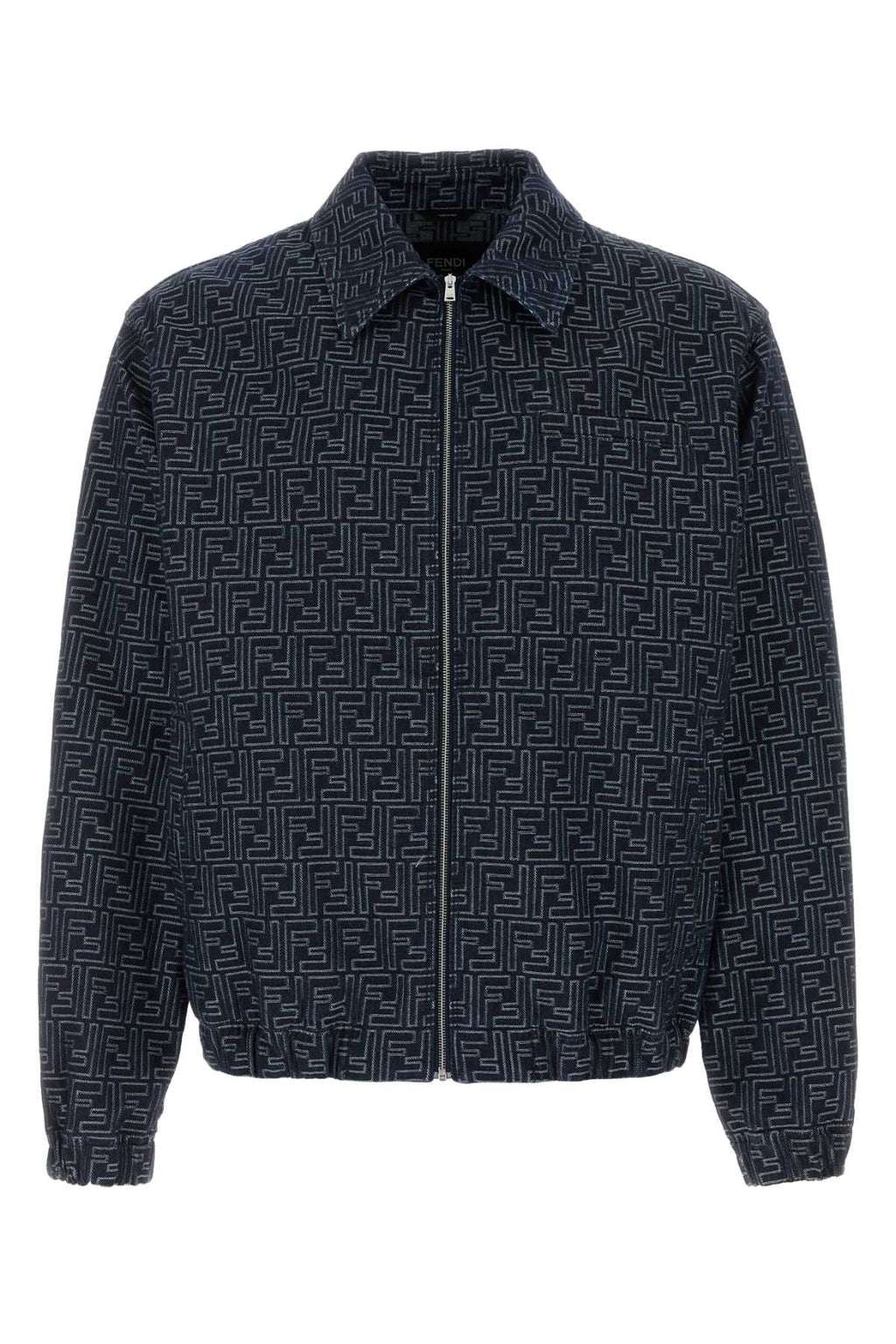 Fendi Men Embroidered Denim Bomber Jacket