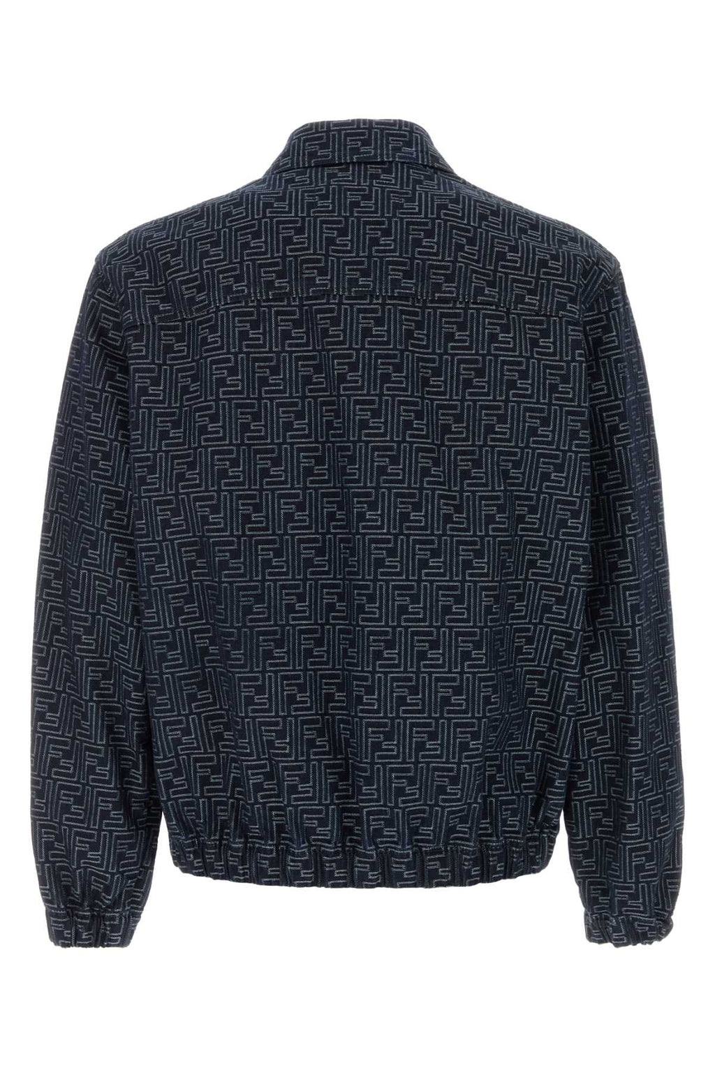 Fendi Men Embroidered Denim Bomber Jacket