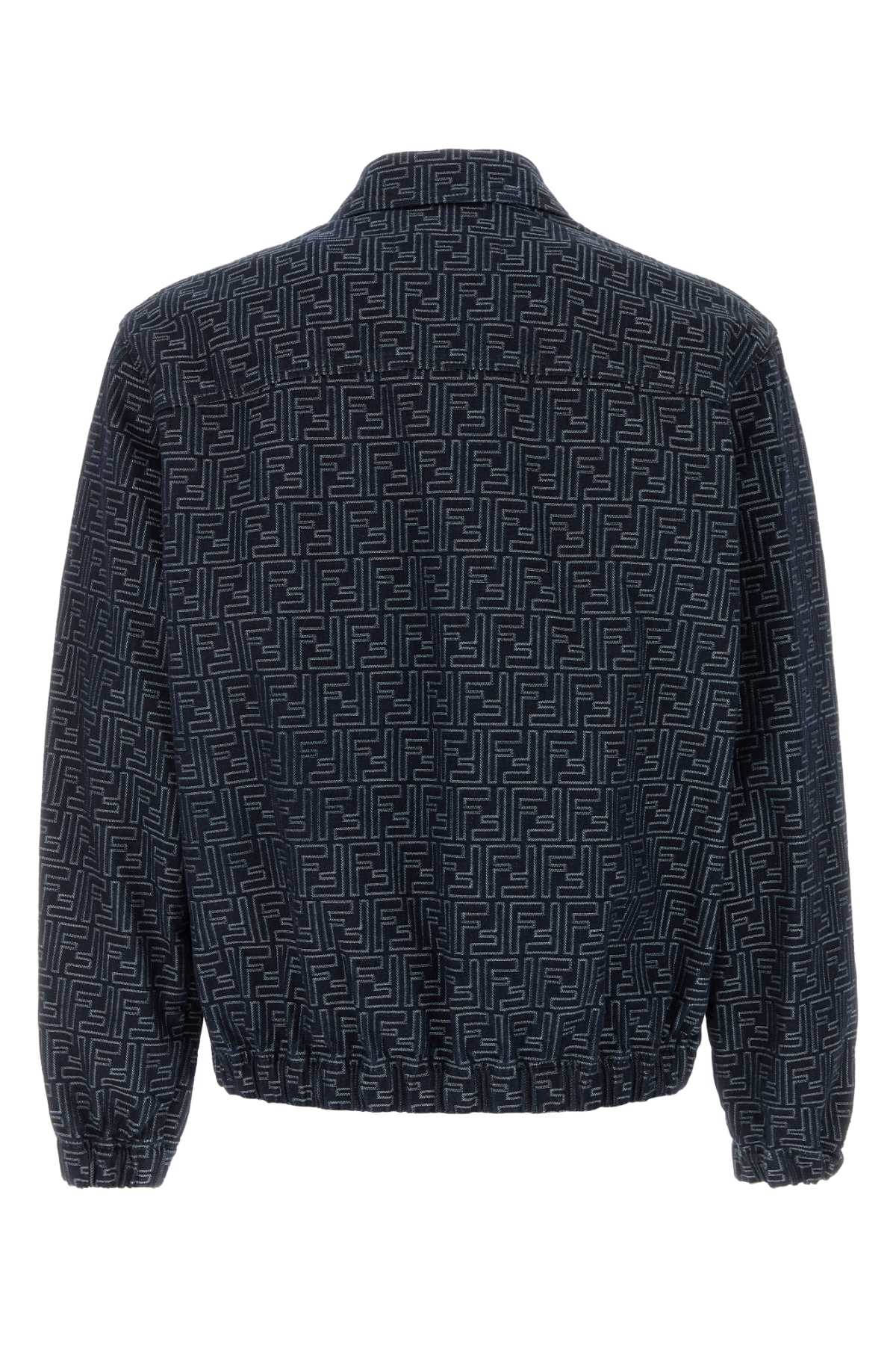 Fendi Men Embroidered Denim Bomber Jacket