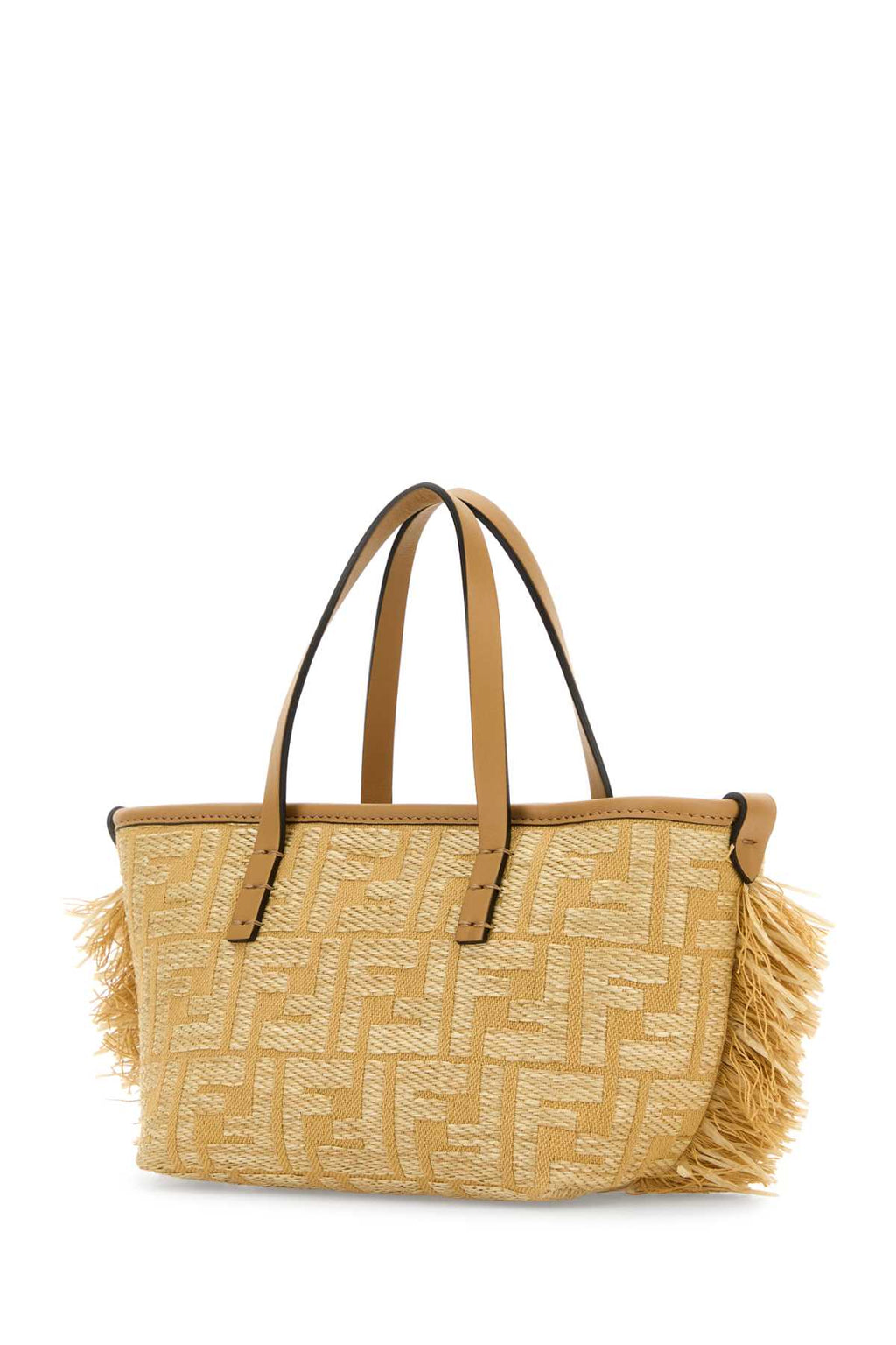 Fendi Women Embroidered Raffia Mini Roll Handbag