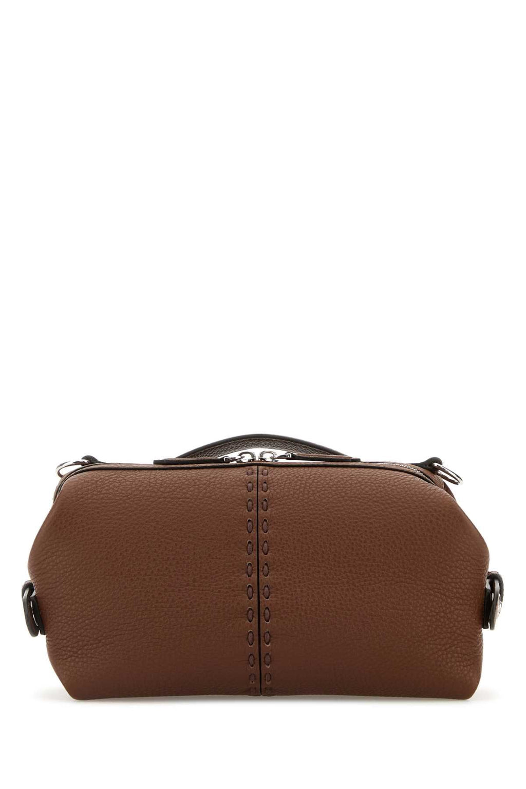 Fendi Men Brown Leather Small Fendi Siesta Ff Selleria Handbag