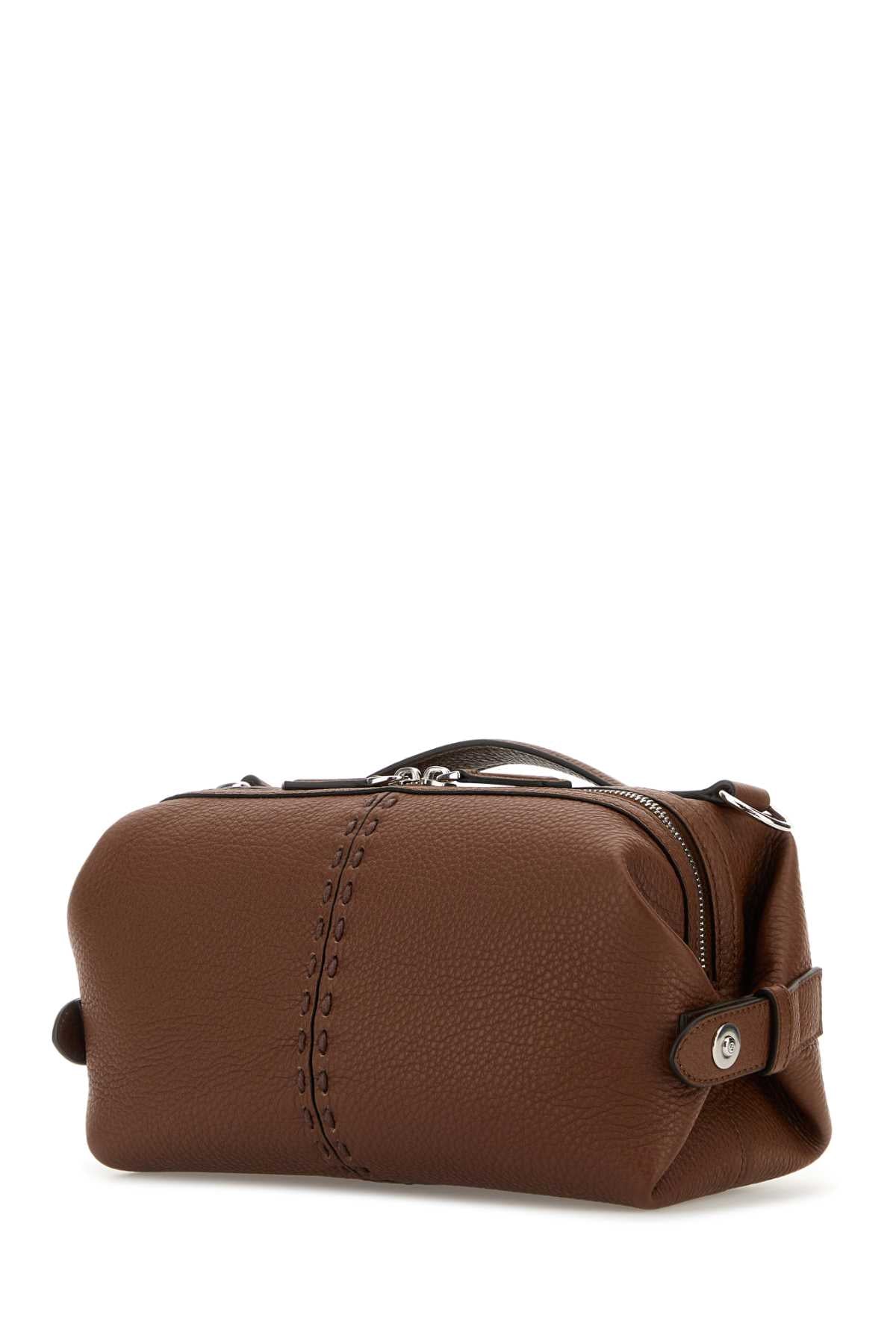 Fendi Men Brown Leather Small Fendi Siesta Ff Selleria Handbag