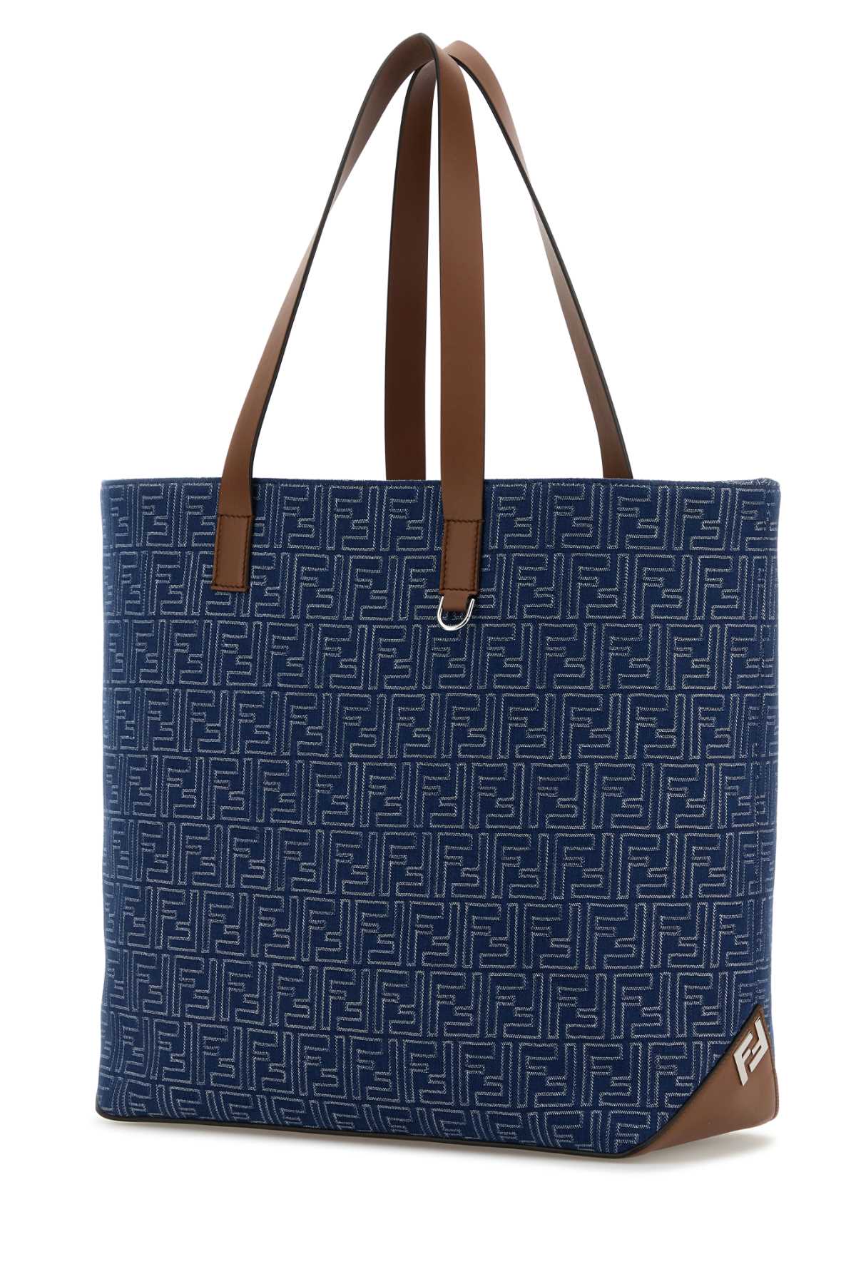 Fendi Men Embroidered Denim Shopping Bag
