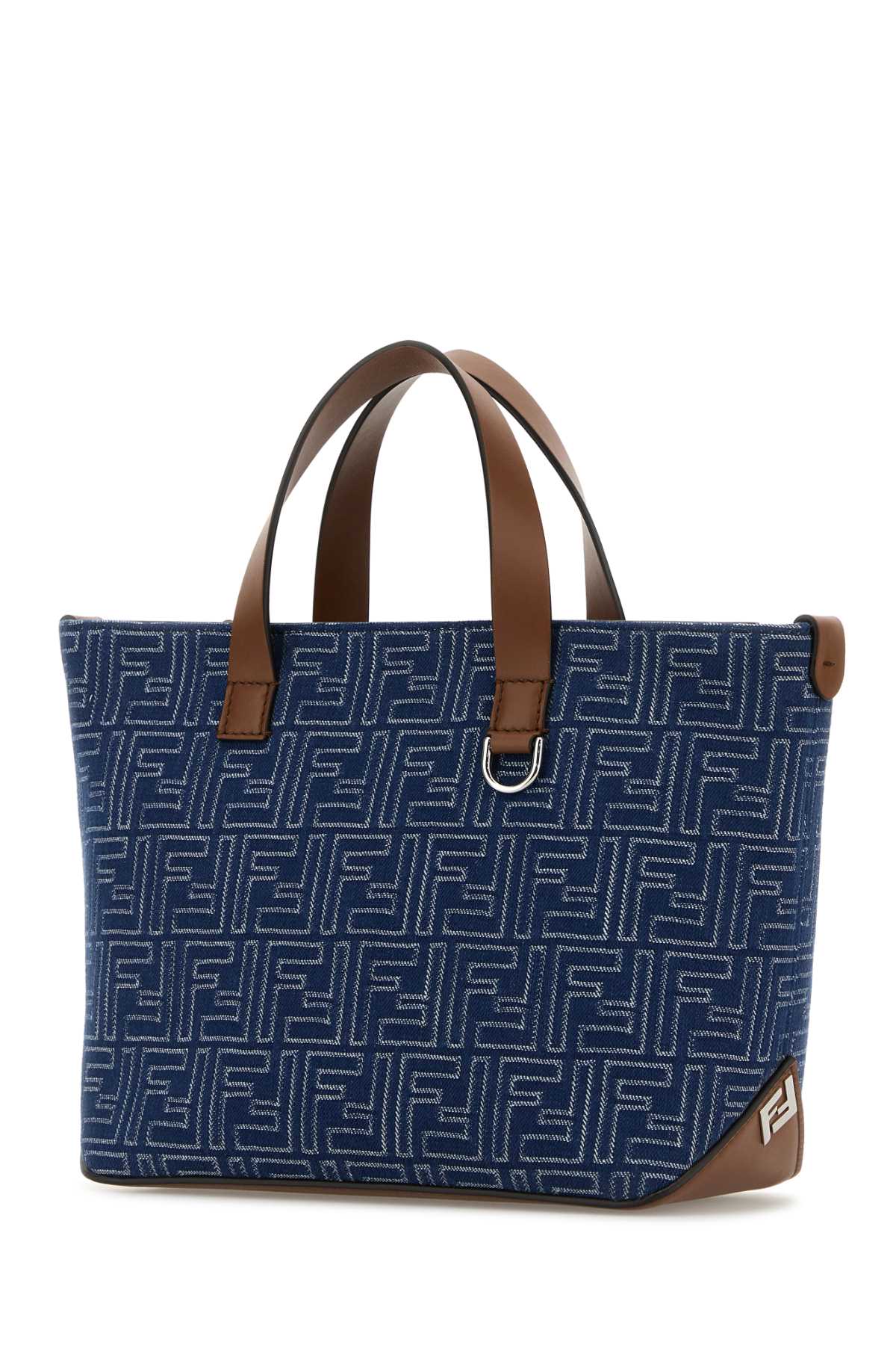 Fendi Men Embroidered Denim Handbag