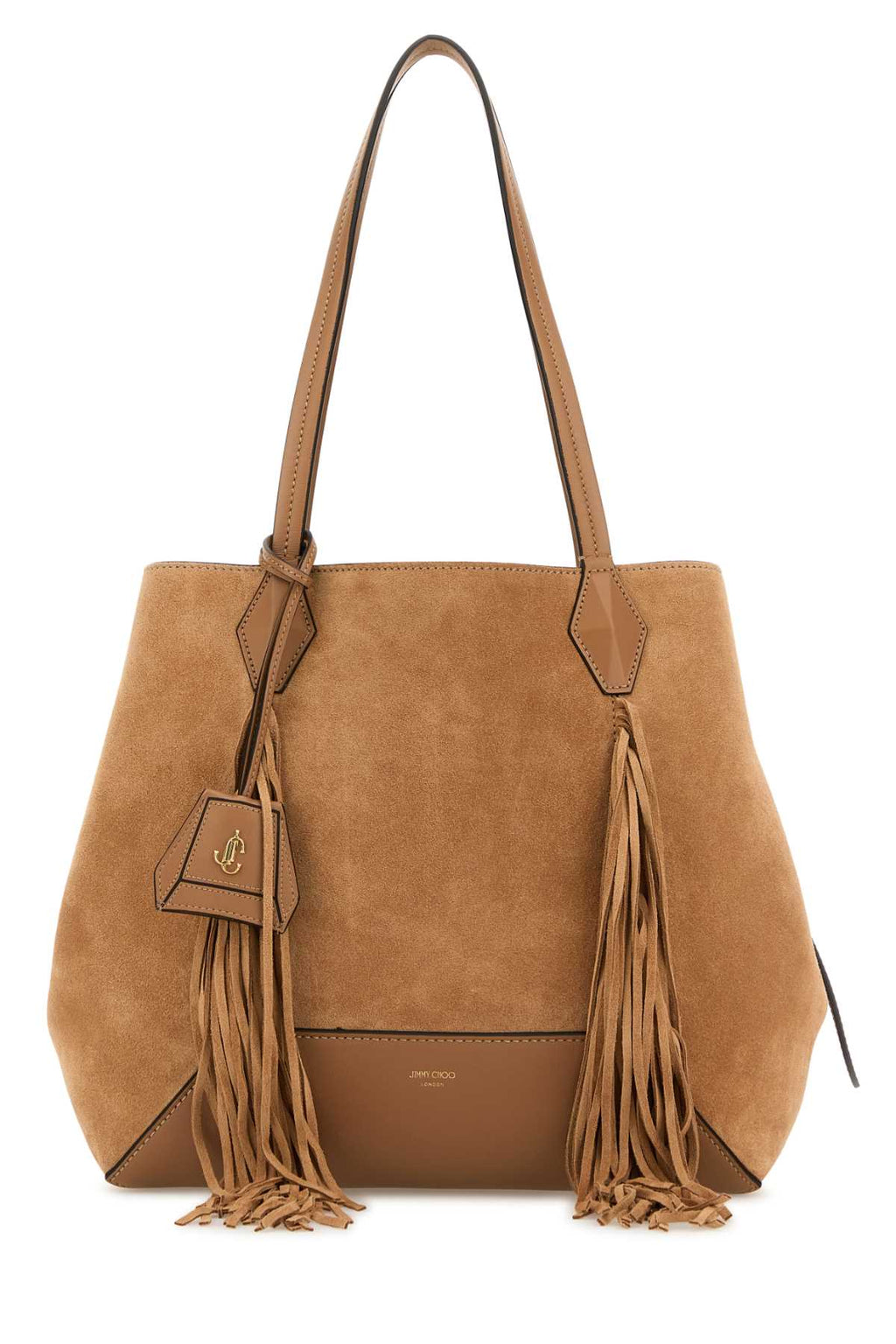 Jimmy Choo Women Camel Suede Diamond Shopping Bag