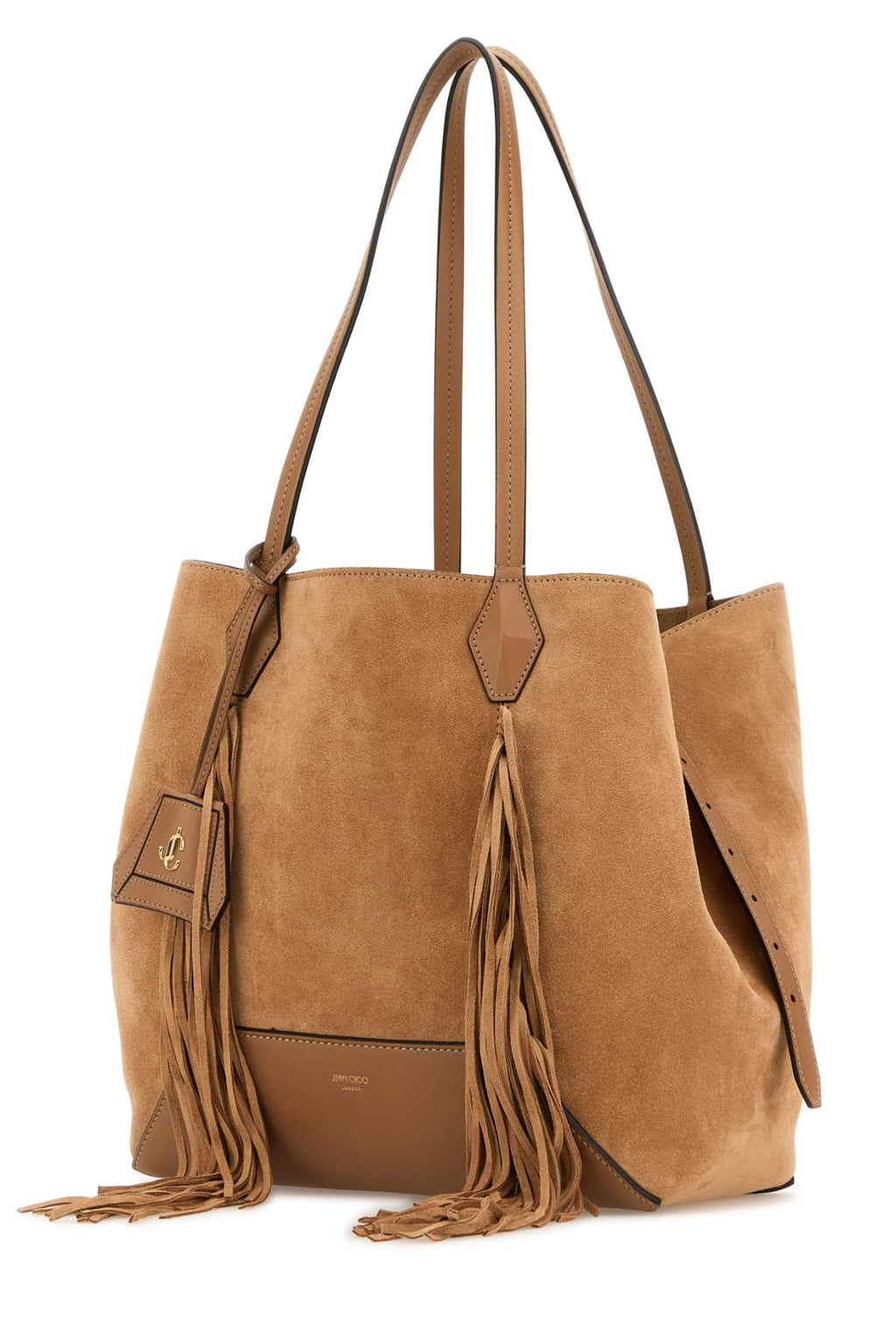 Jimmy Choo Women Camel Suede Diamond Shopping Bag