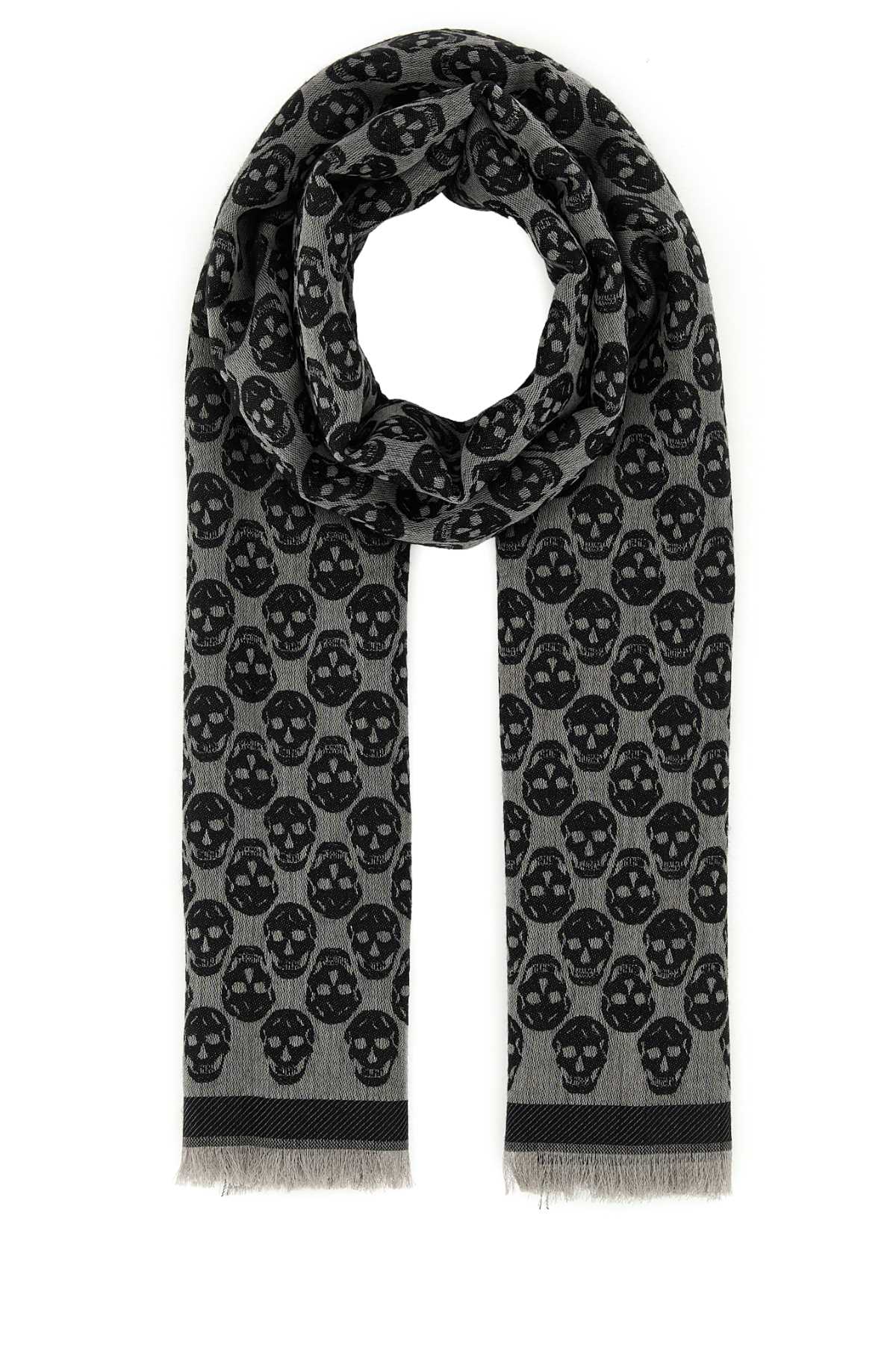 Alexander Mcqueen Men Embroidered Wool Blend Foulard