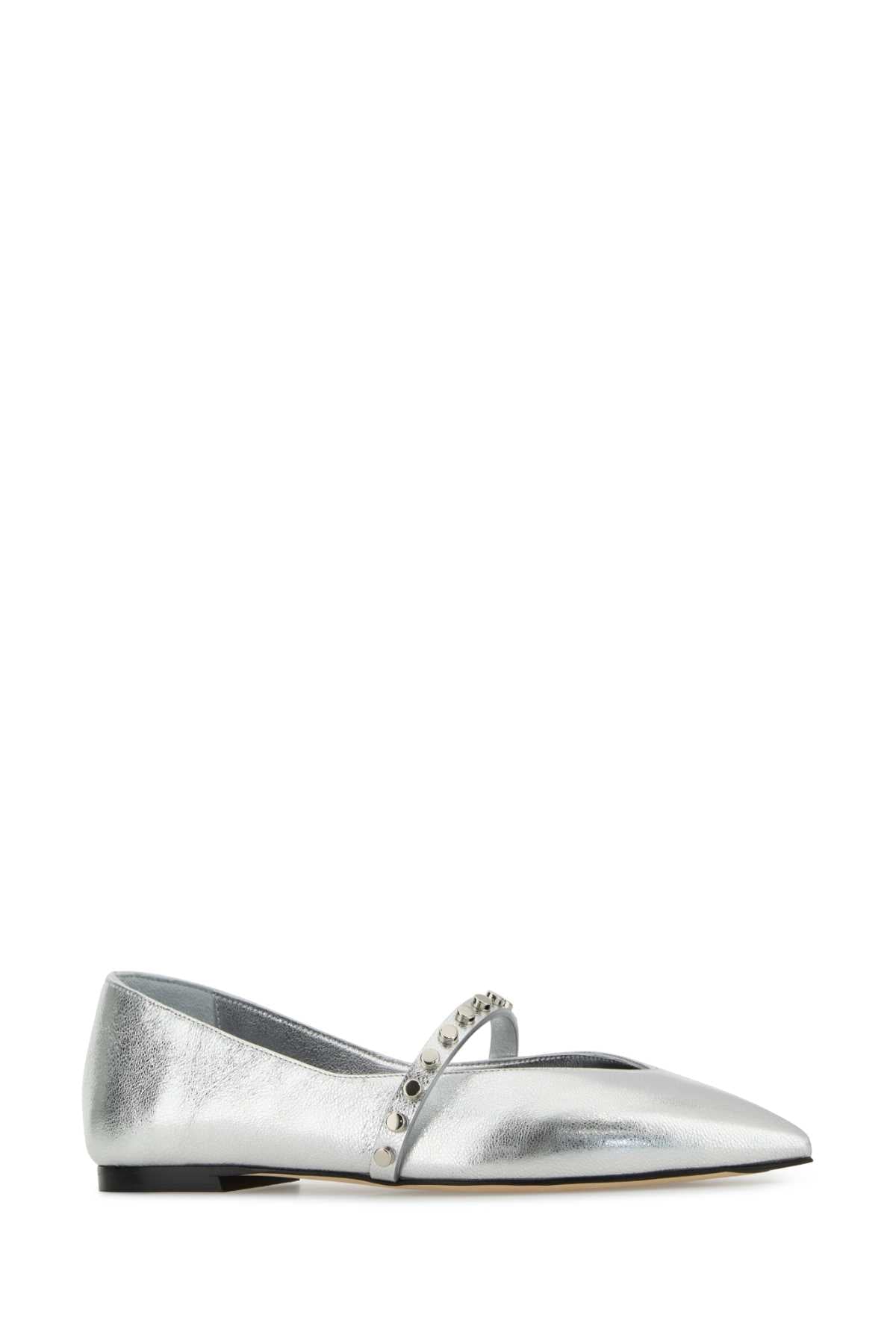 Alexander Mcqueen Women Silver Leather Ballerinas