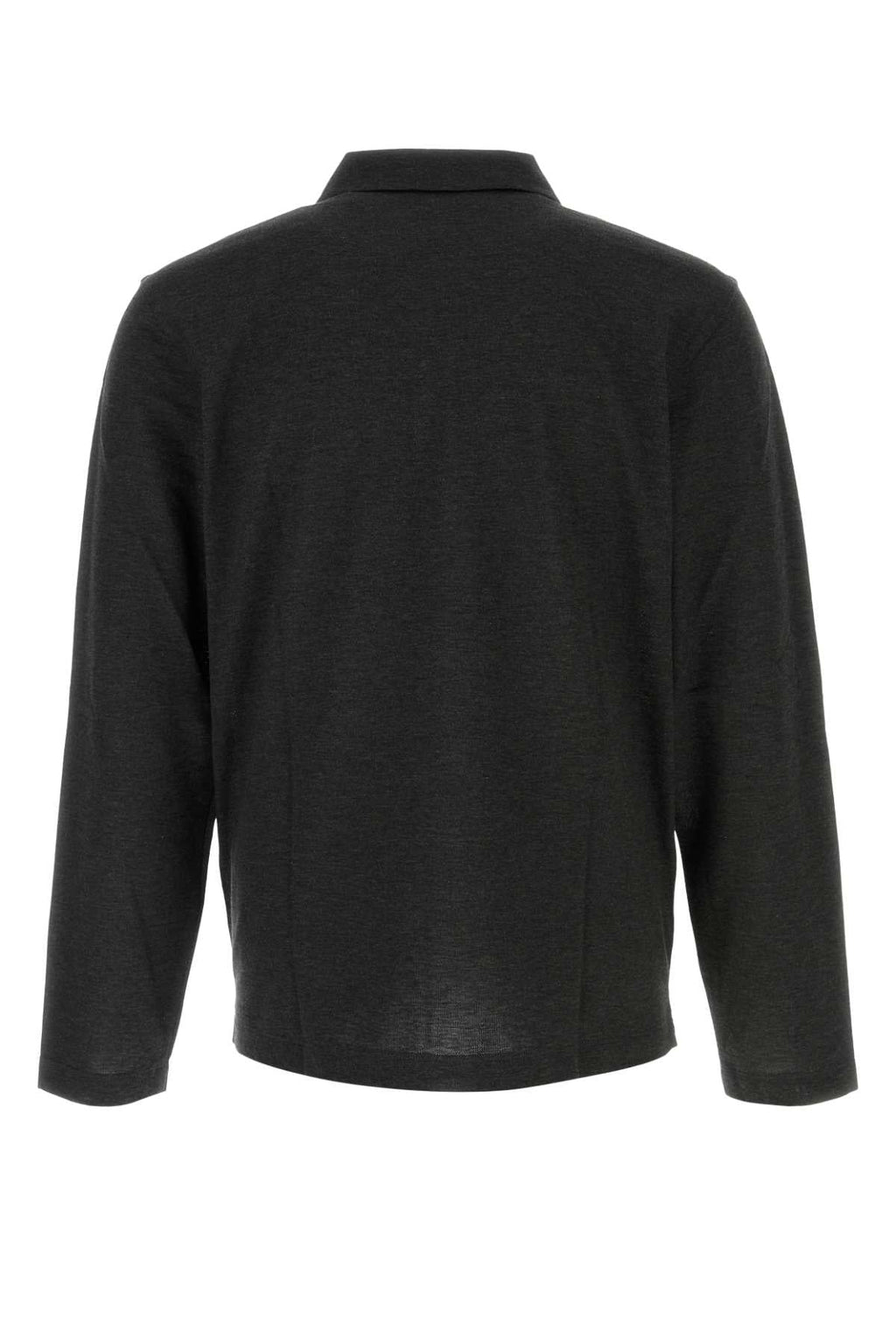 Camisa polo masculina Salvatore Ferragamo na cor grafite, em mistura de algodão.