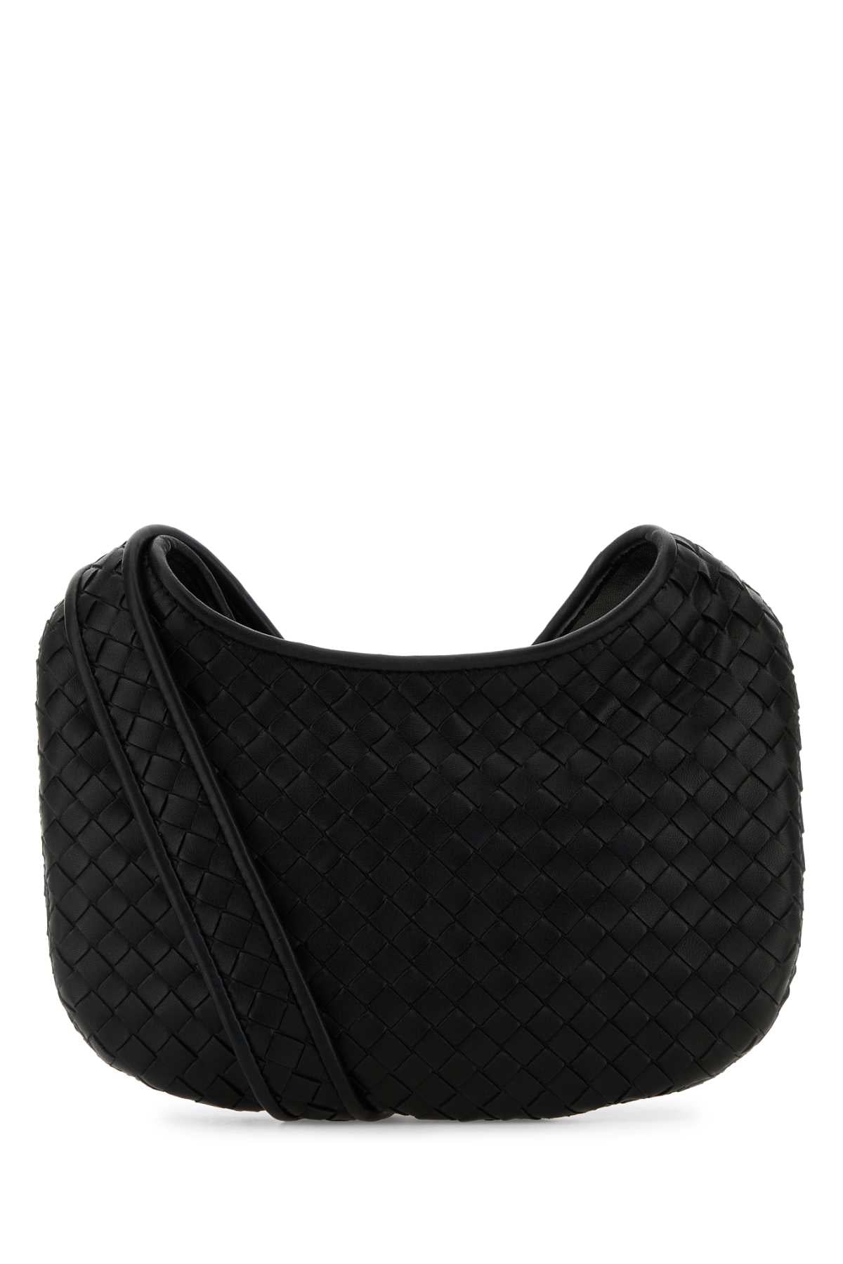 Bottega Veneta Men Black Leather Small Veneto Crossbody Bag