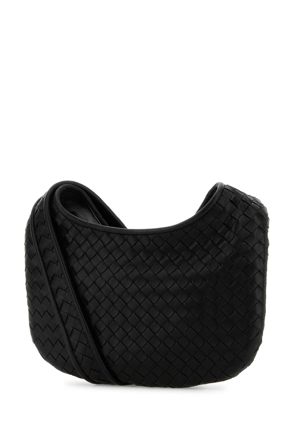 Bottega Veneta Men Black Leather Small Veneto Crossbody Bag