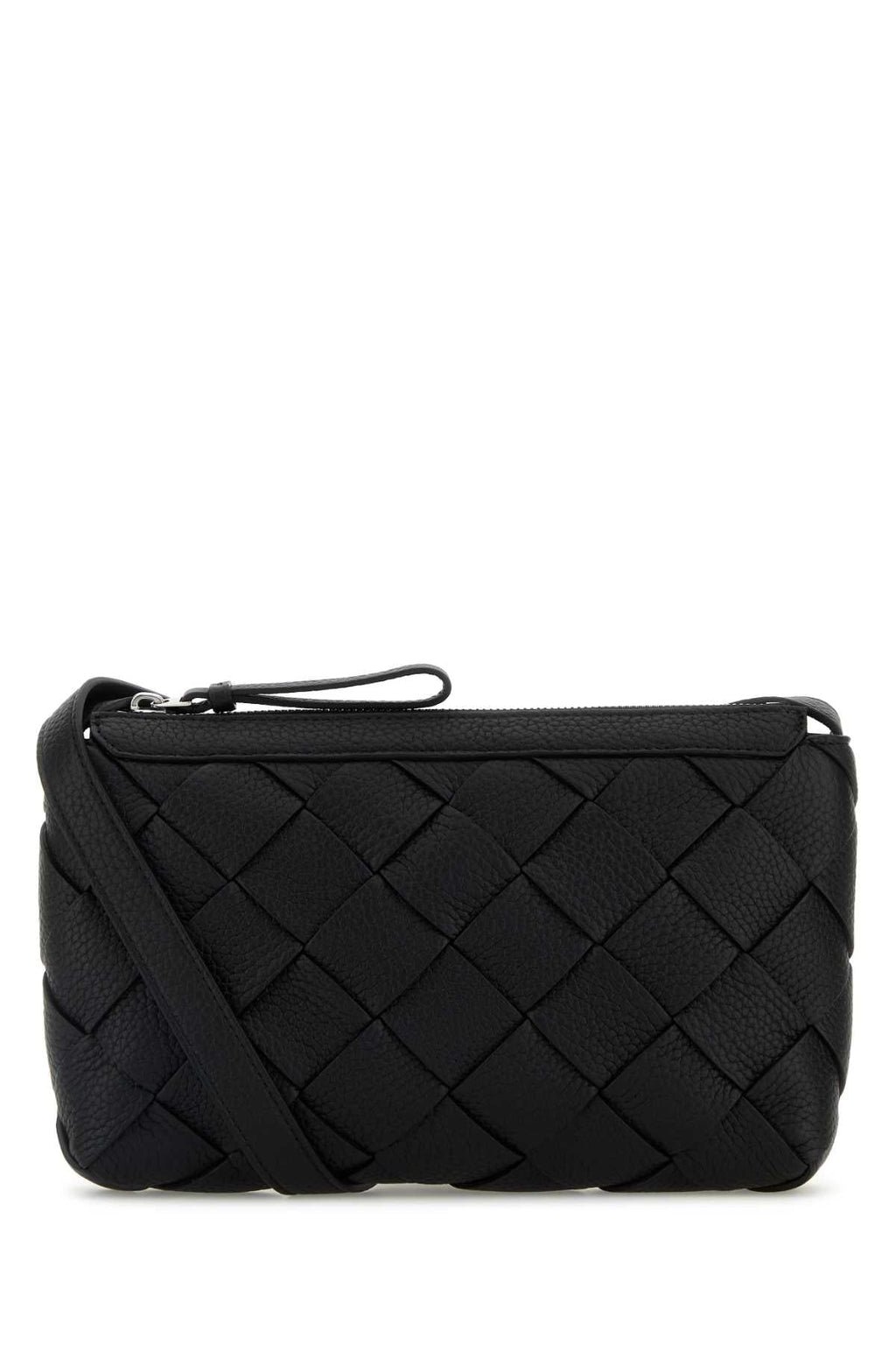 Bottega Veneta Men Black Leather Diago Crossbody Bag