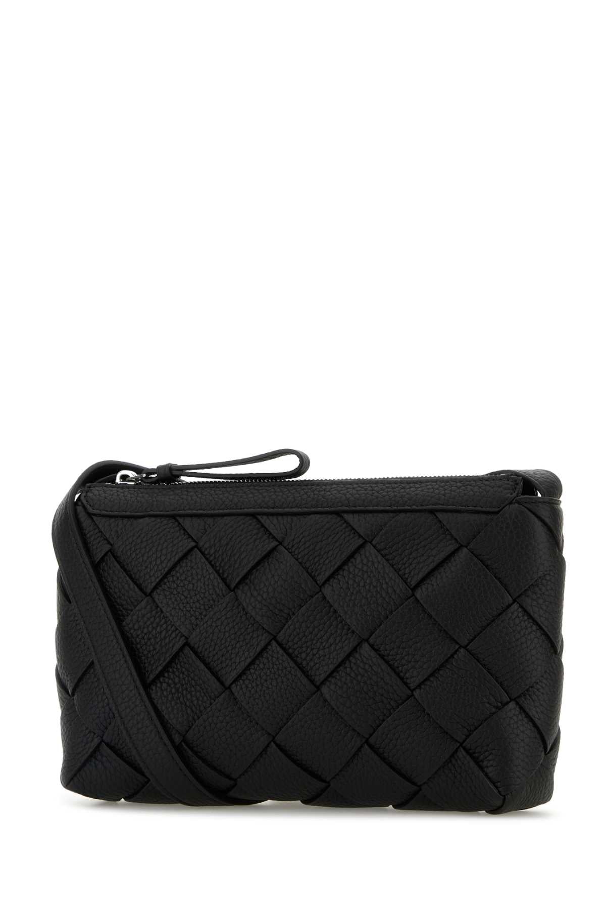 Bottega Veneta Men Black Leather Diago Crossbody Bag