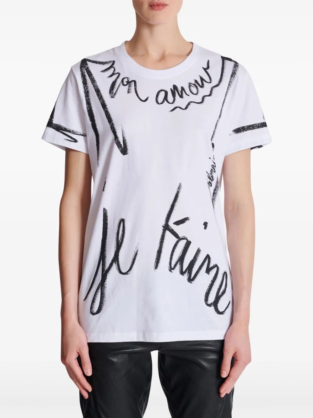 Balmain Women Sl Writing Printed T-Shirt