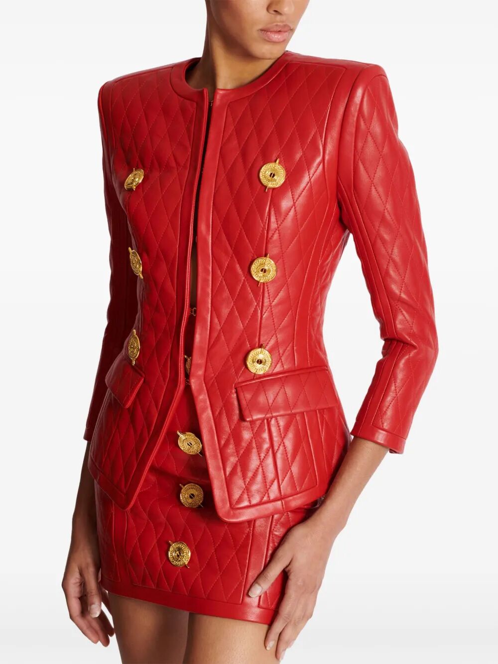 Balmain Women Sd To Sd 2 Pkts Lambskin Quilted Jacket