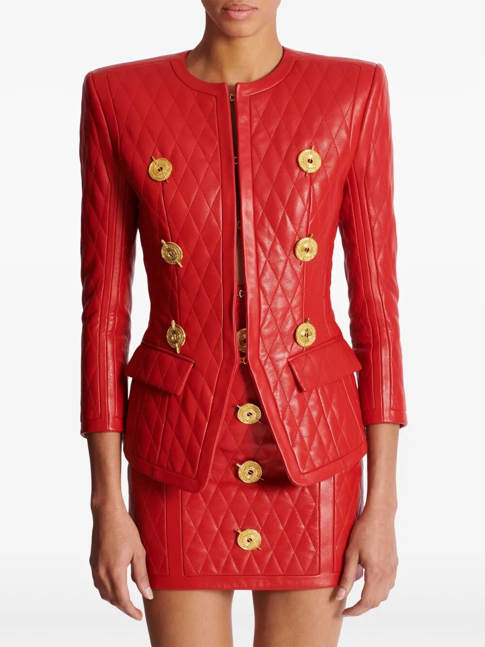 Balmain Women Sd To Sd 2 Pkts Lambskin Quilted Jacket