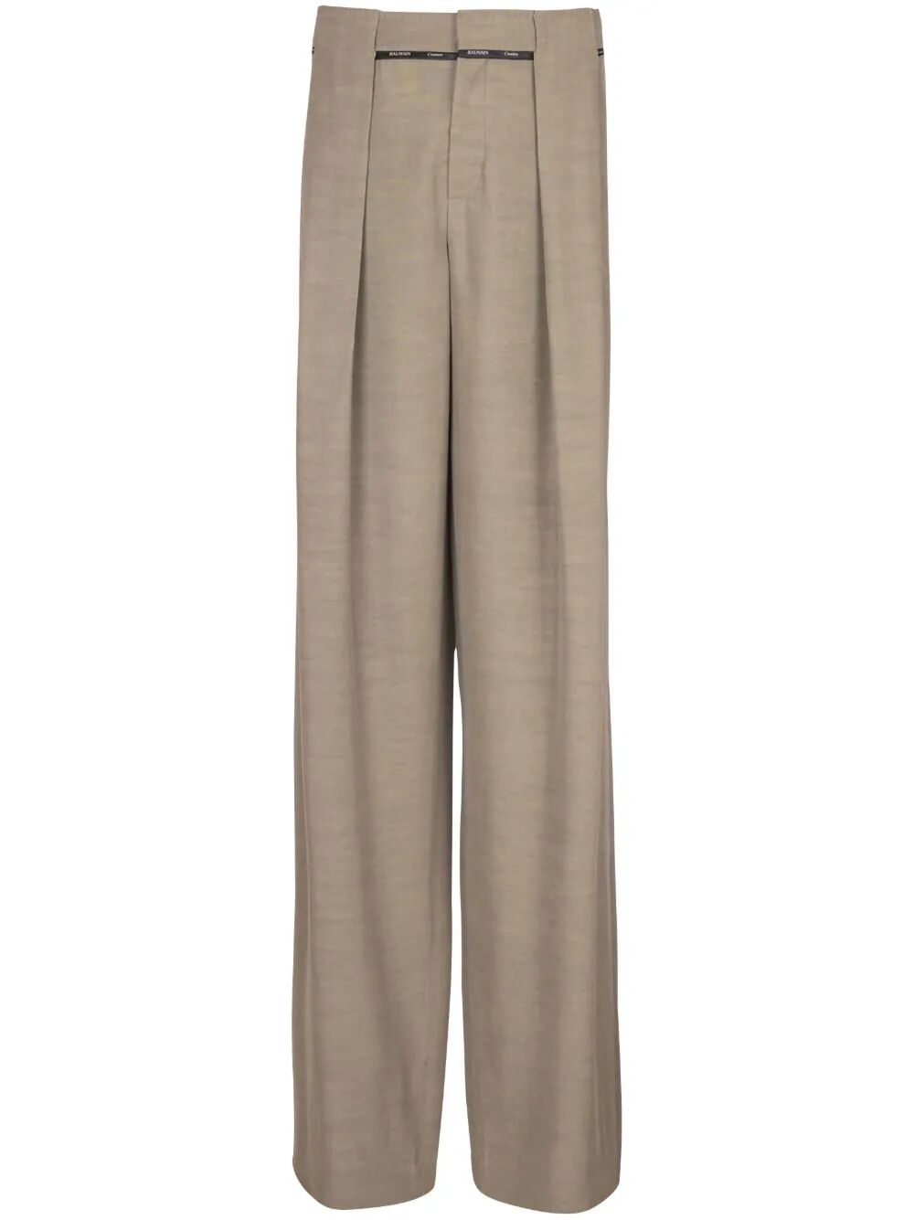 Balmain Men Taupe Cupro Pleated Pants