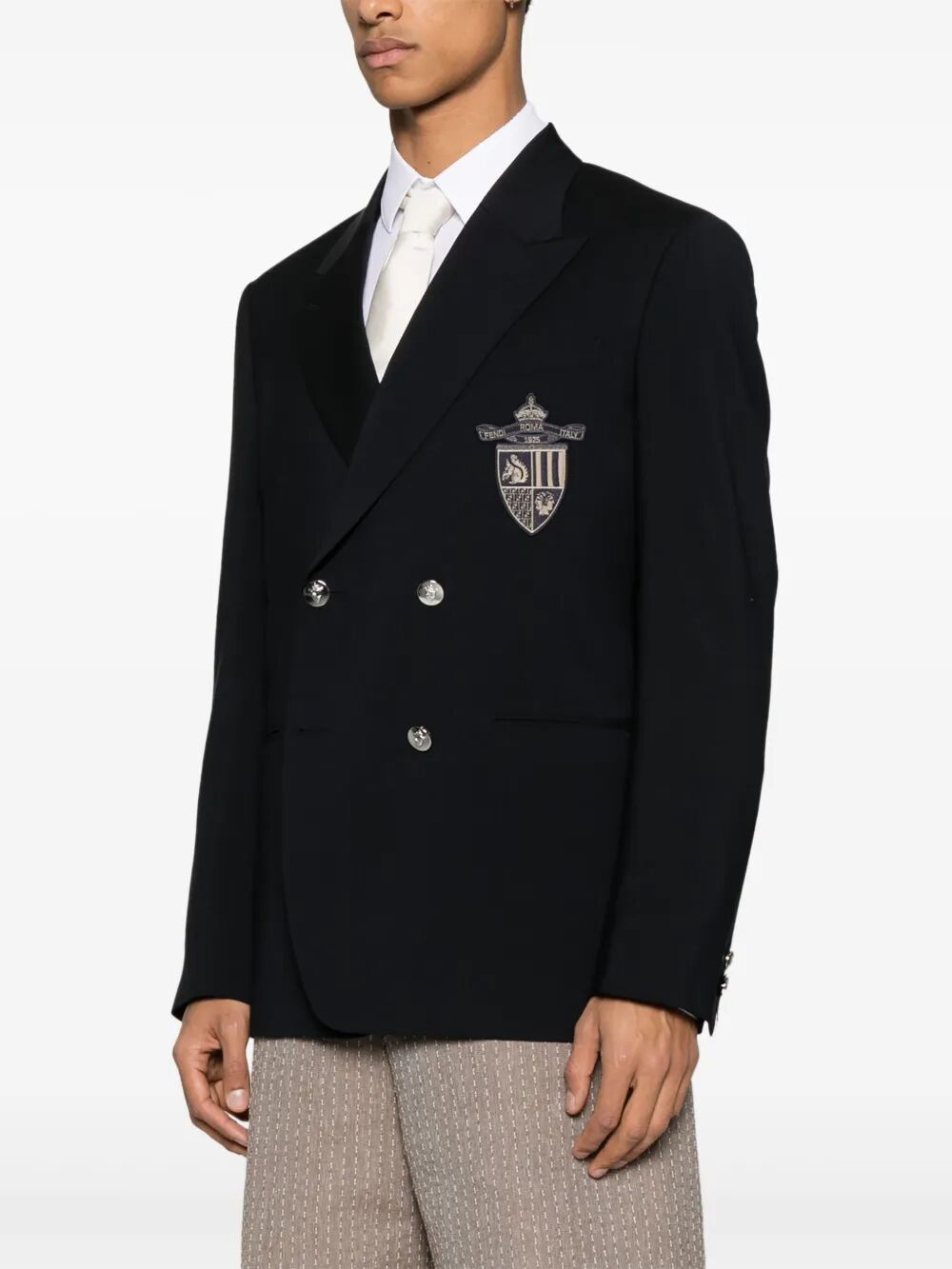 Fendi Men Straight-Cut Double Breasted Wool Jacket
