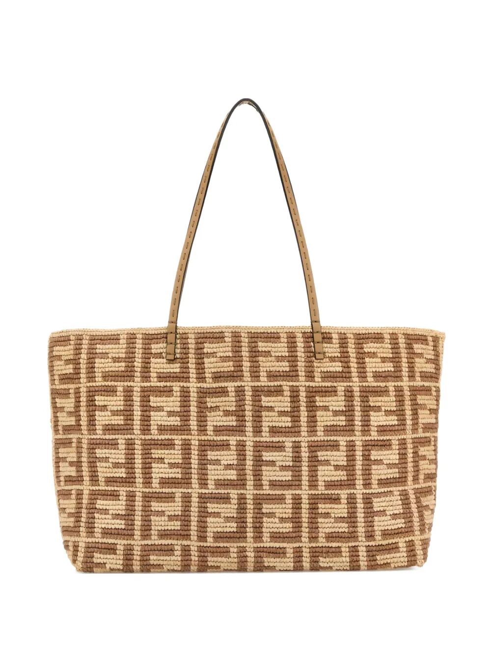 Fendi Women Ff Raffia Crochet Roll Large Shopper