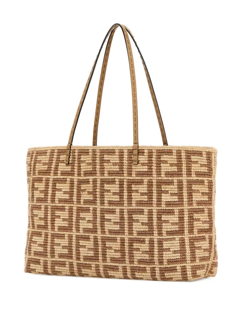 Fendi Women Ff Raffia Crochet Roll Large Shopper