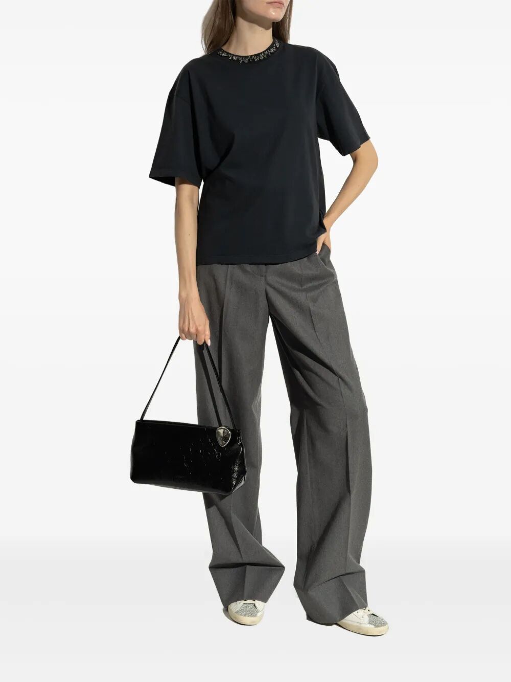 Golden Goose Women "Super Star" Leather Upper With Signature Crystal Toe And Tongue Zebra Horsy Star Laminated Heel