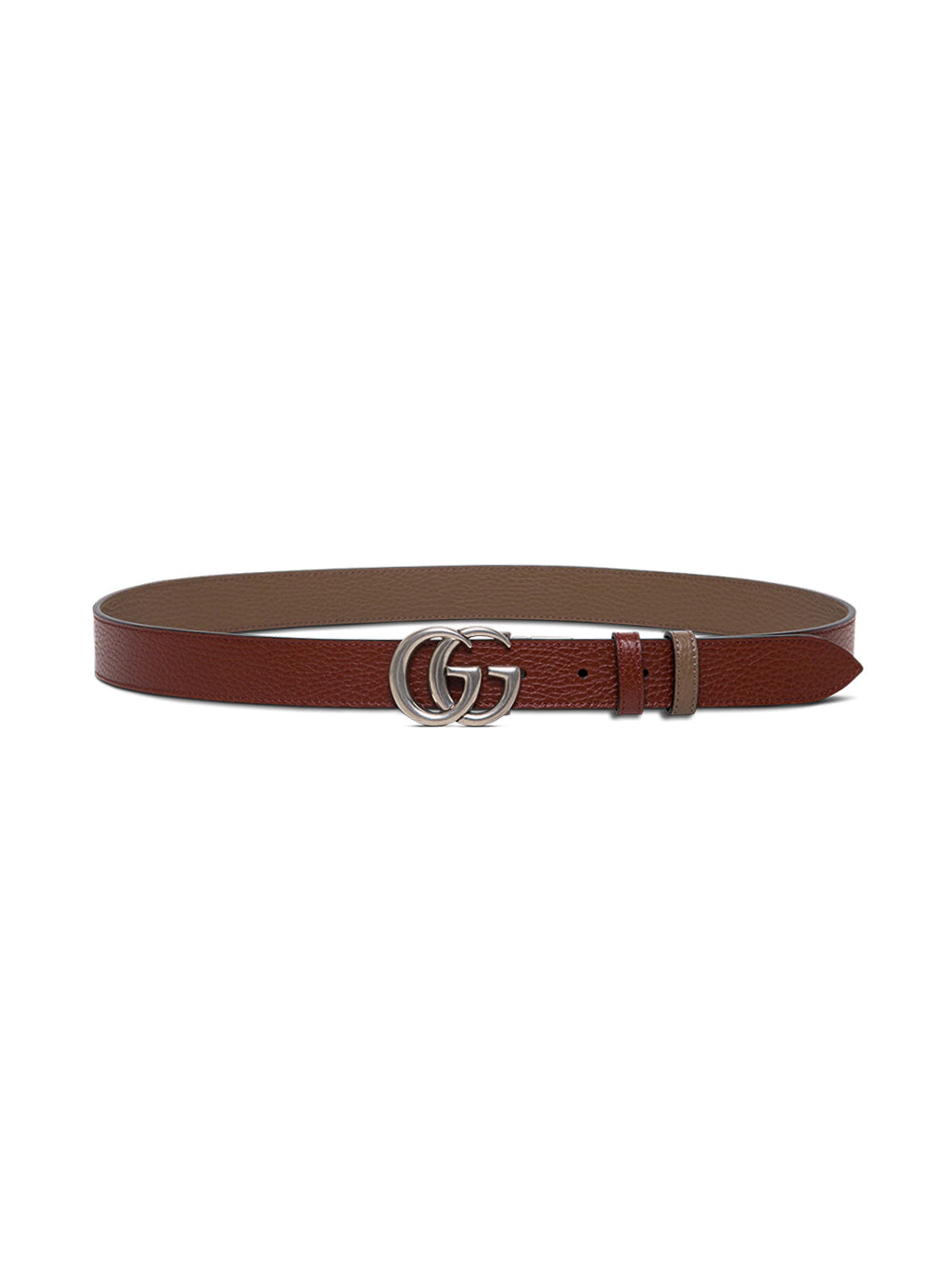 Gucci Men Gg Marmont Brown Grained Leather Reversible Belt Gucci Man