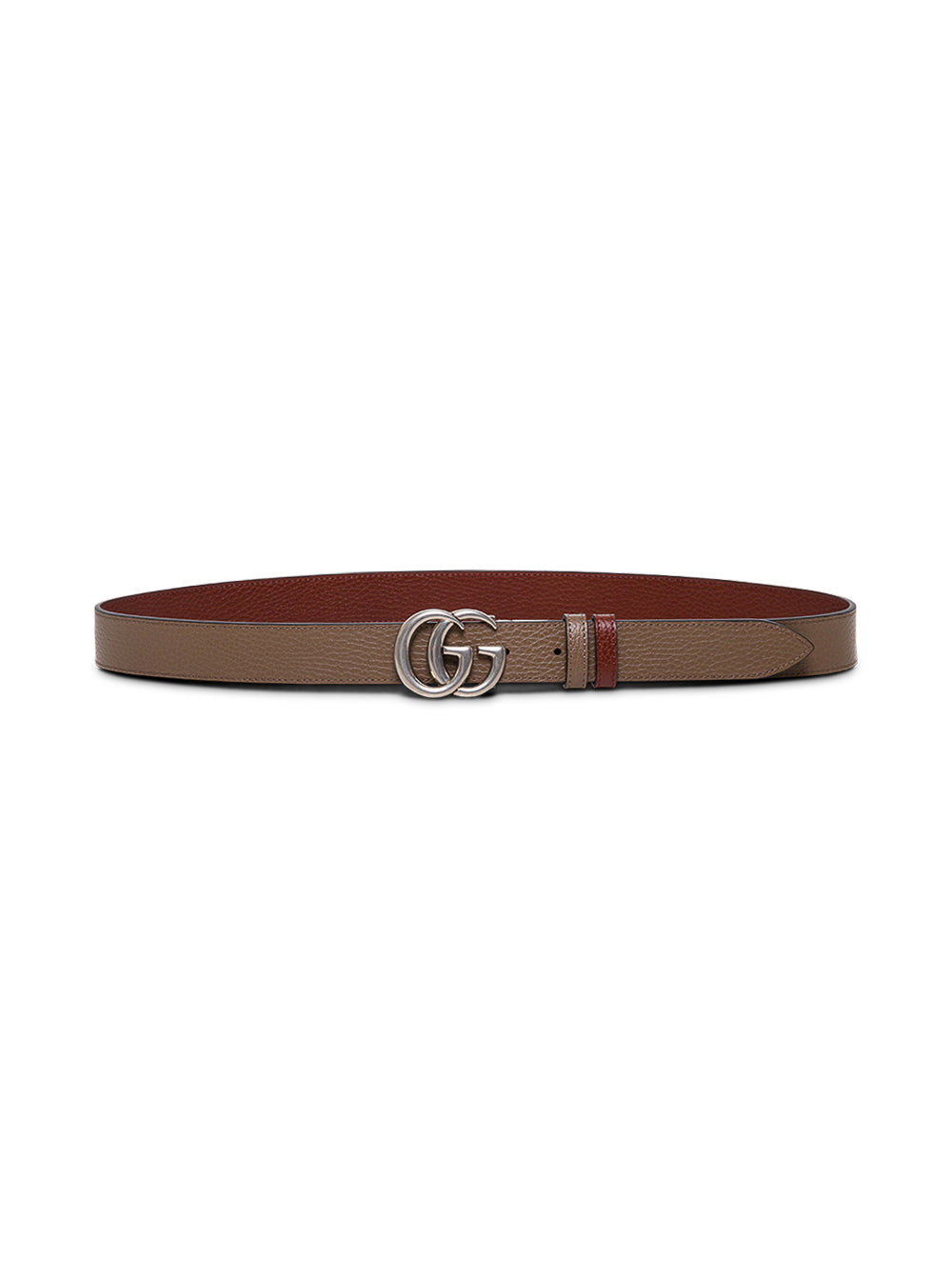 Gucci Men Gg Marmont Brown Grained Leather Reversible Belt Gucci Man
