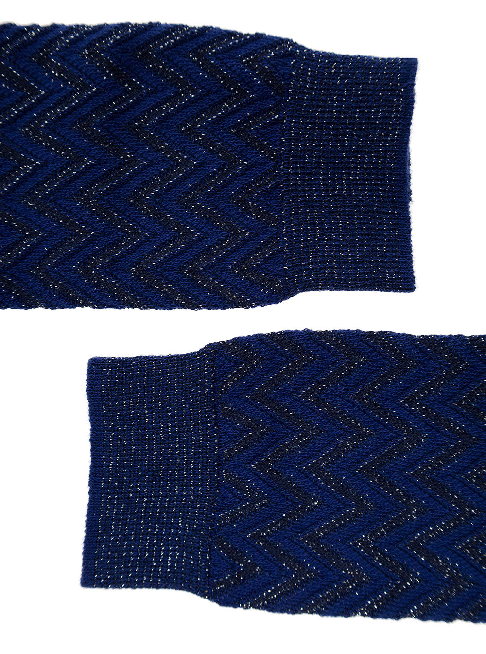 Missoni Women Black And Blue Iconic Zig Zag Short Socks In Lightweight Lamé Knit Woman Missoni