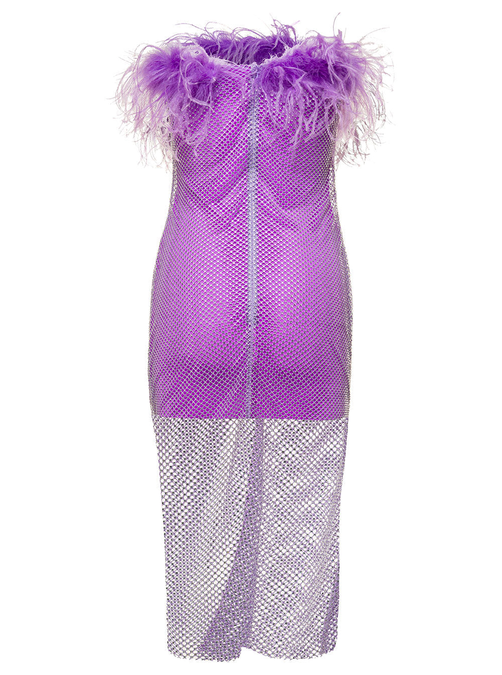 Giuseppe Di Morabito Women Mini Purple Dress With Feather Trim And Rhinestone Embellishment In Polyamide Woman