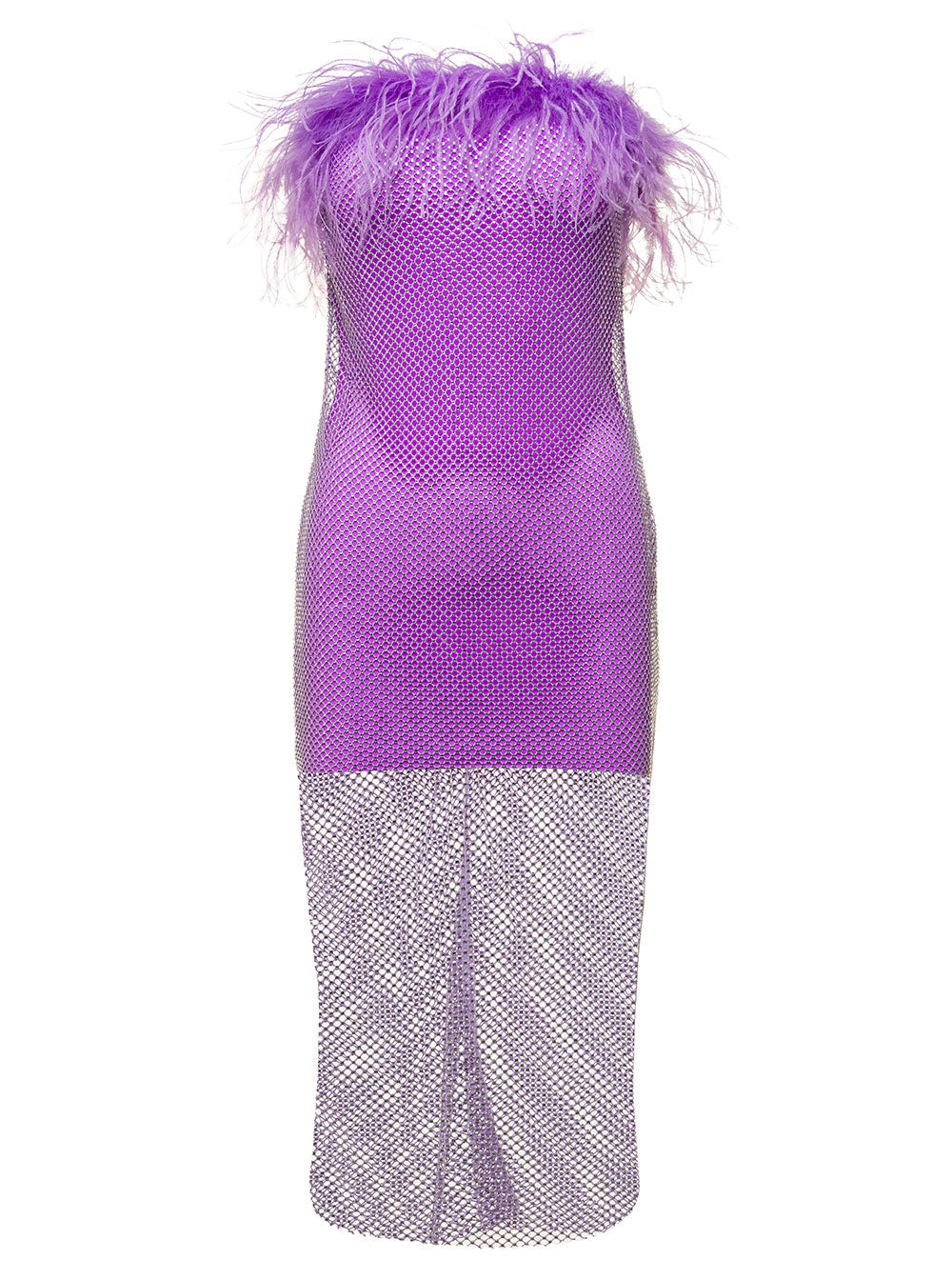 Giuseppe Di Morabito Women Mini Purple Dress With Feather Trim And Rhinestone Embellishment In Polyamide Woman