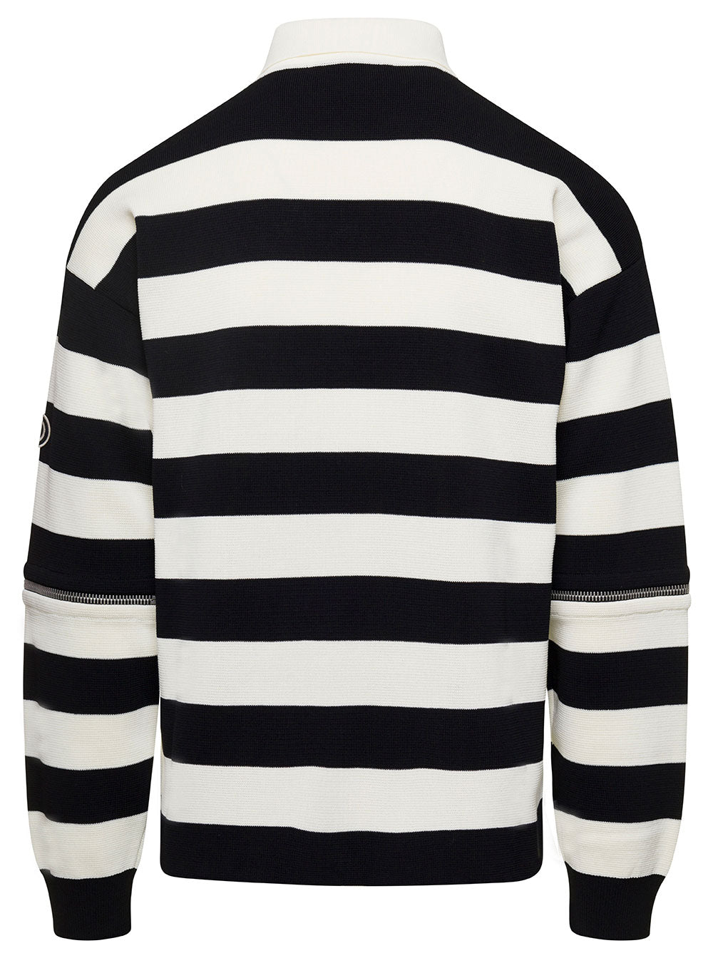 Gucci Men Striped Black And White Knit Polo With Detachable Sleeves In Cotton Man