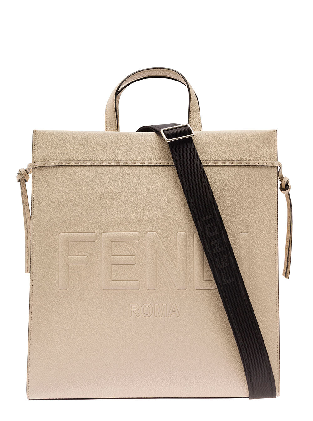 Fendi Men Beige Go To Shopper Medium In Grain Leather Man