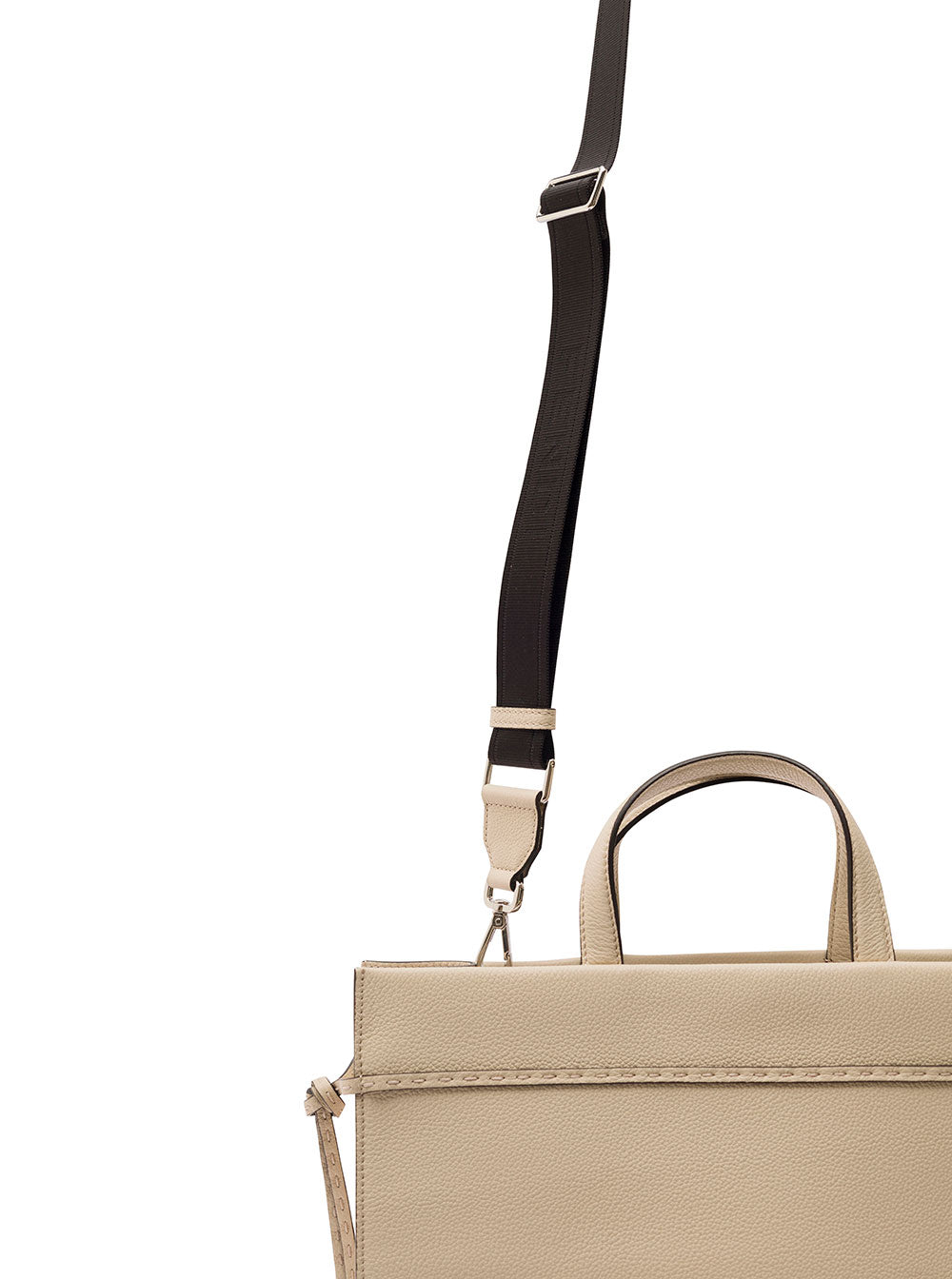 Fendi Men Beige Go To Shopper Medium In Grain Leather Man