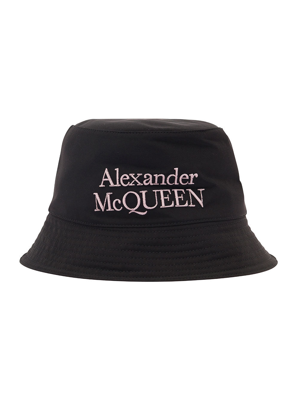 Alexander Mcqueen Men Black And White Reversible Bucket Hat With Logo Embroidery In Polyamide Man