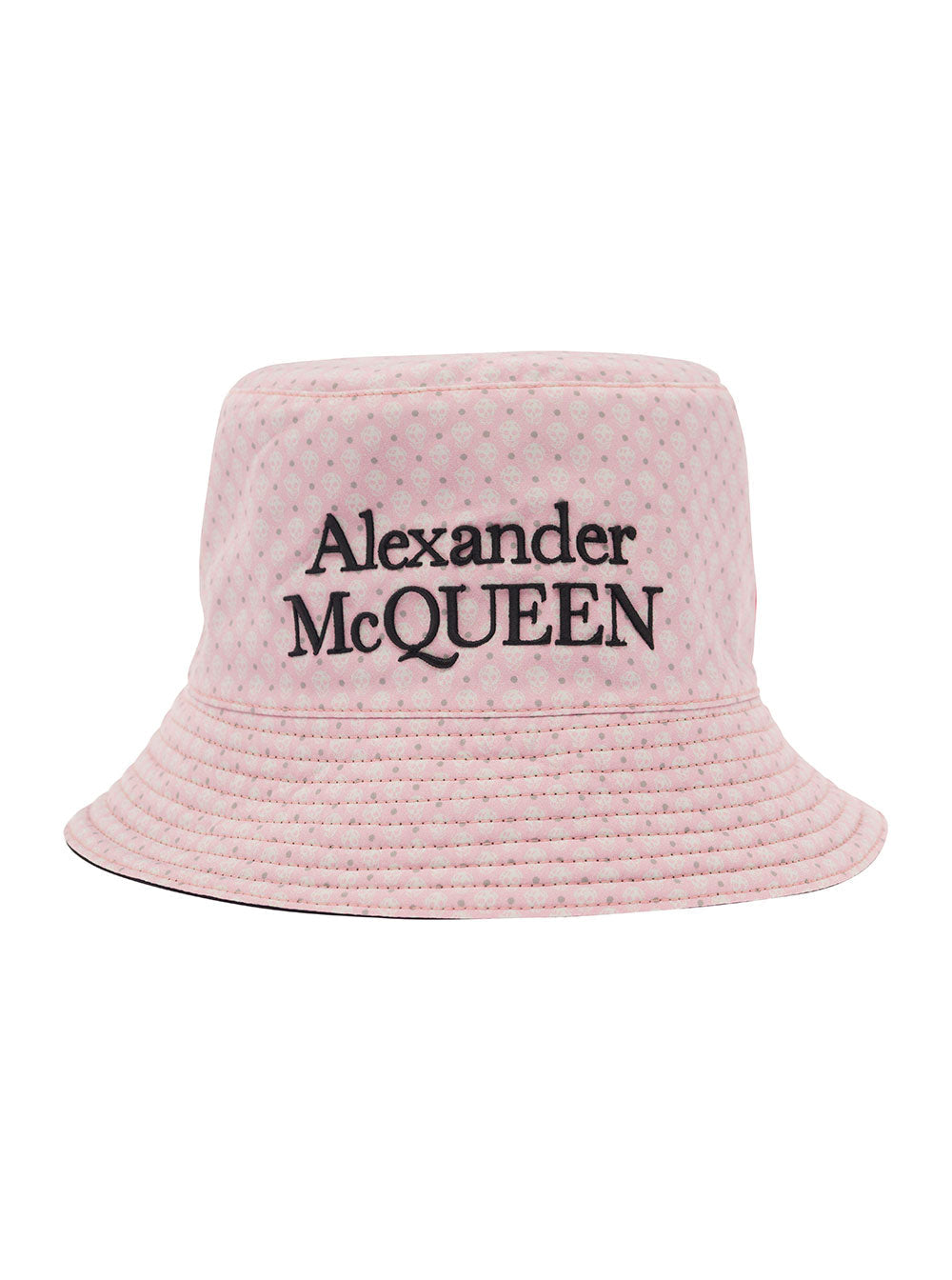 Alexander Mcqueen Men Black And White Reversible Bucket Hat With Logo Embroidery In Polyamide Man
