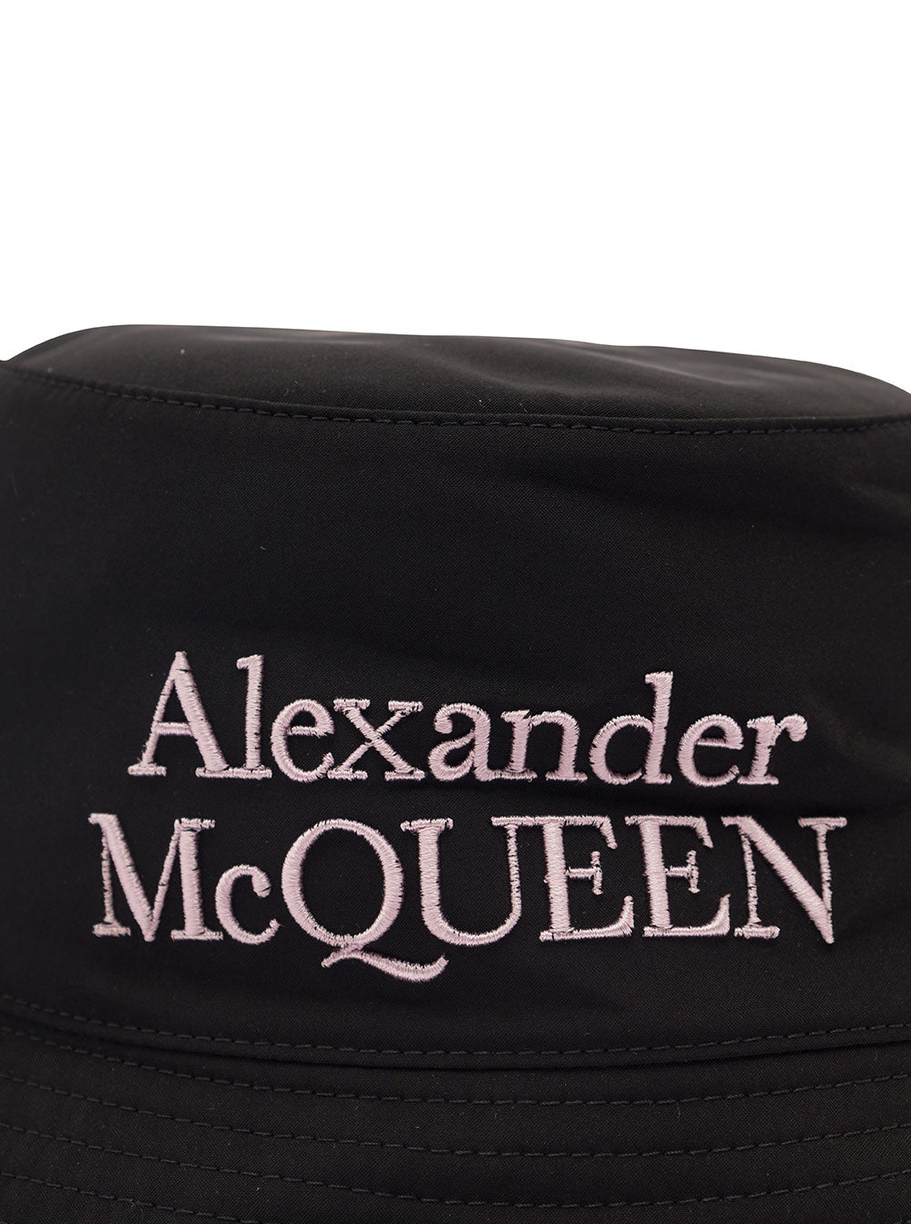 Alexander Mcqueen Men Black And White Reversible Bucket Hat With Logo Embroidery In Polyamide Man