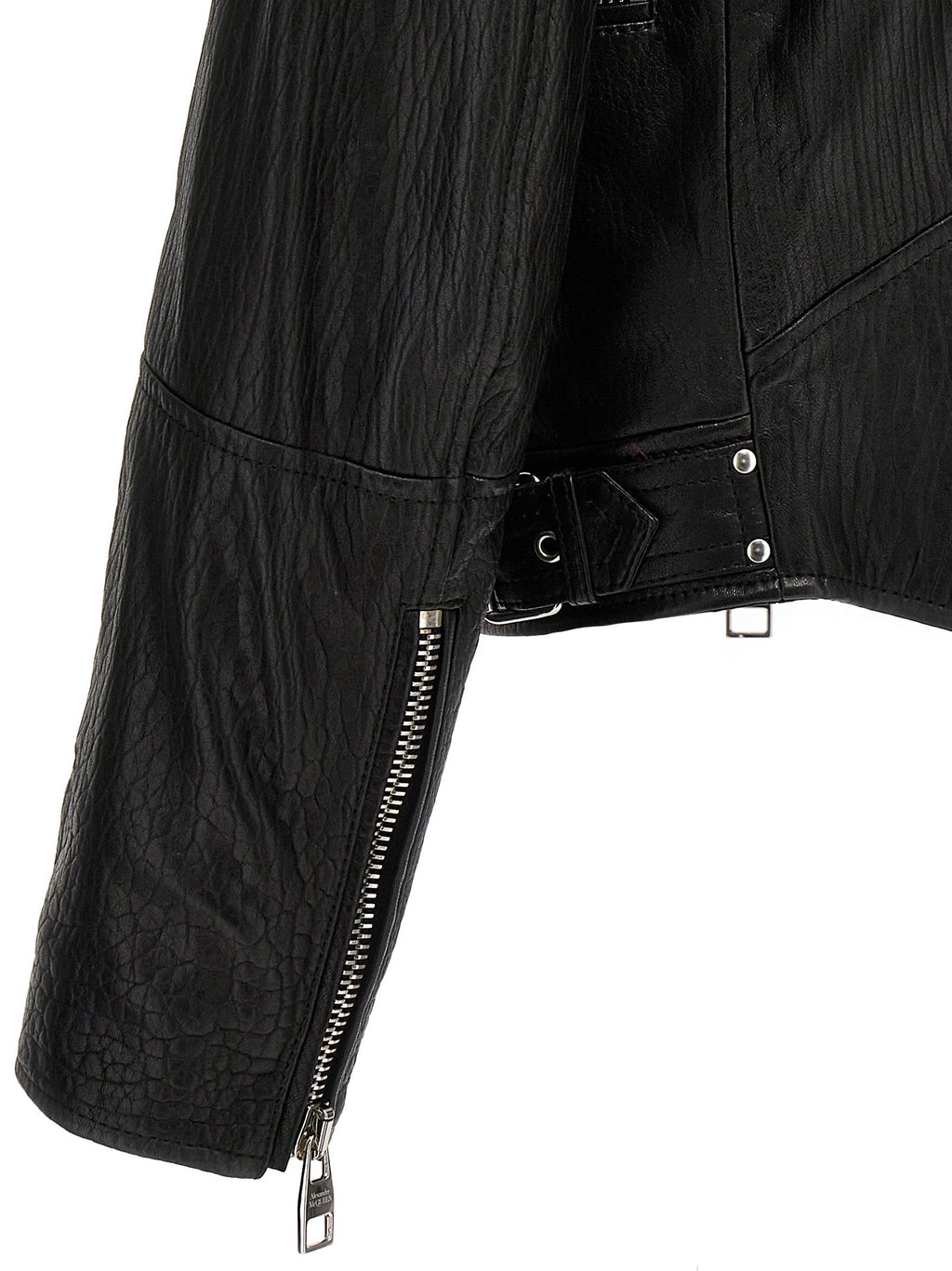 Mcqueen Men Texture Leather Jacket