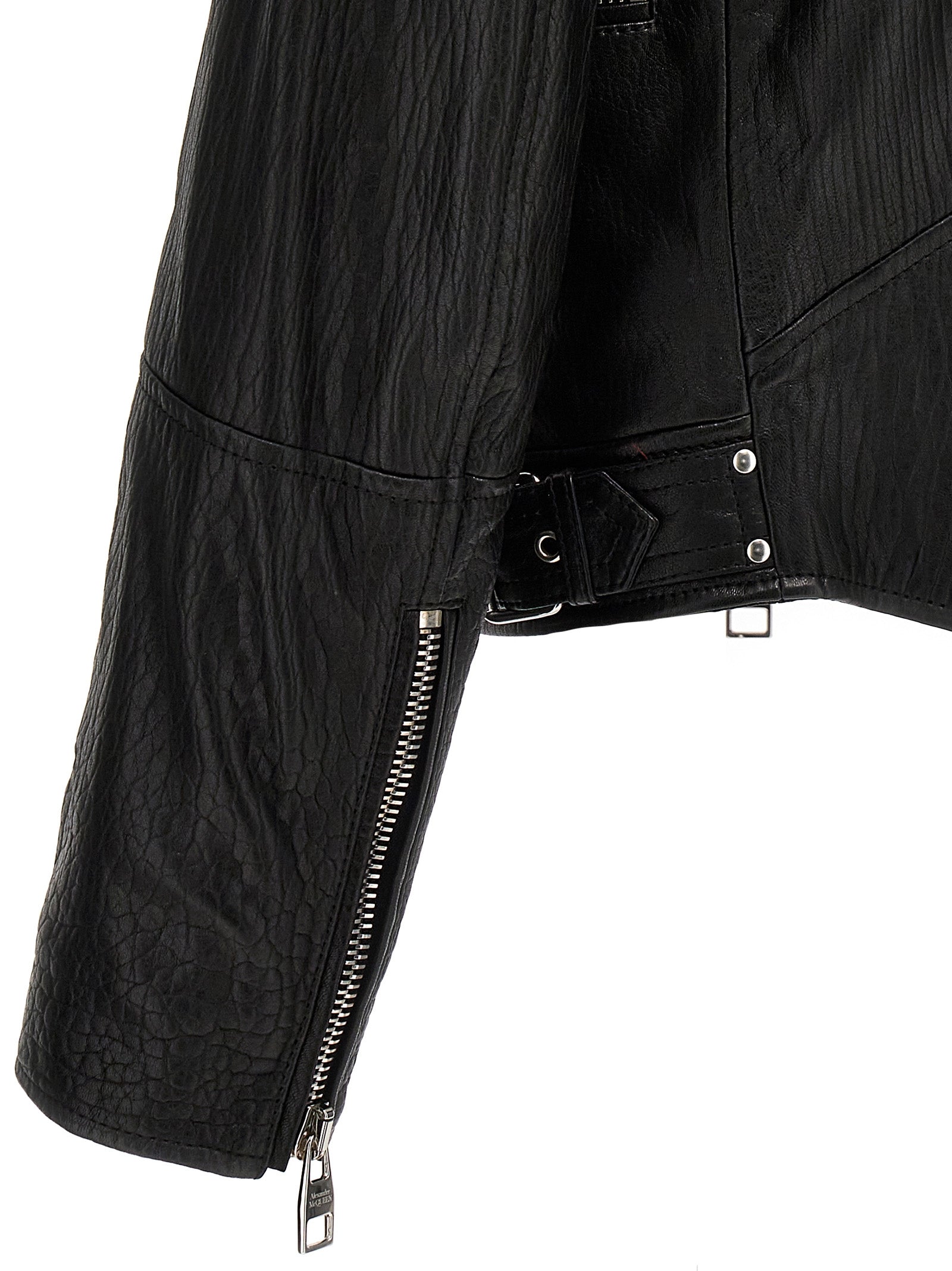 Mcqueen Men Texture Leather Jacket