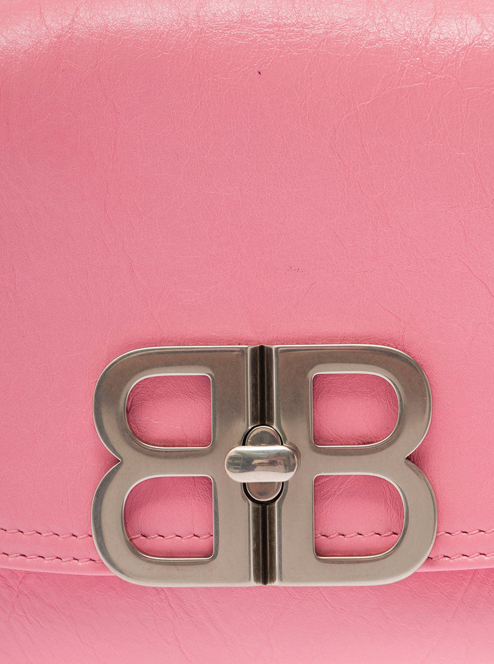 Balenciaga Women Pink Crossbody Bag With Palladium-Tone Bb Logo In Leather Woman