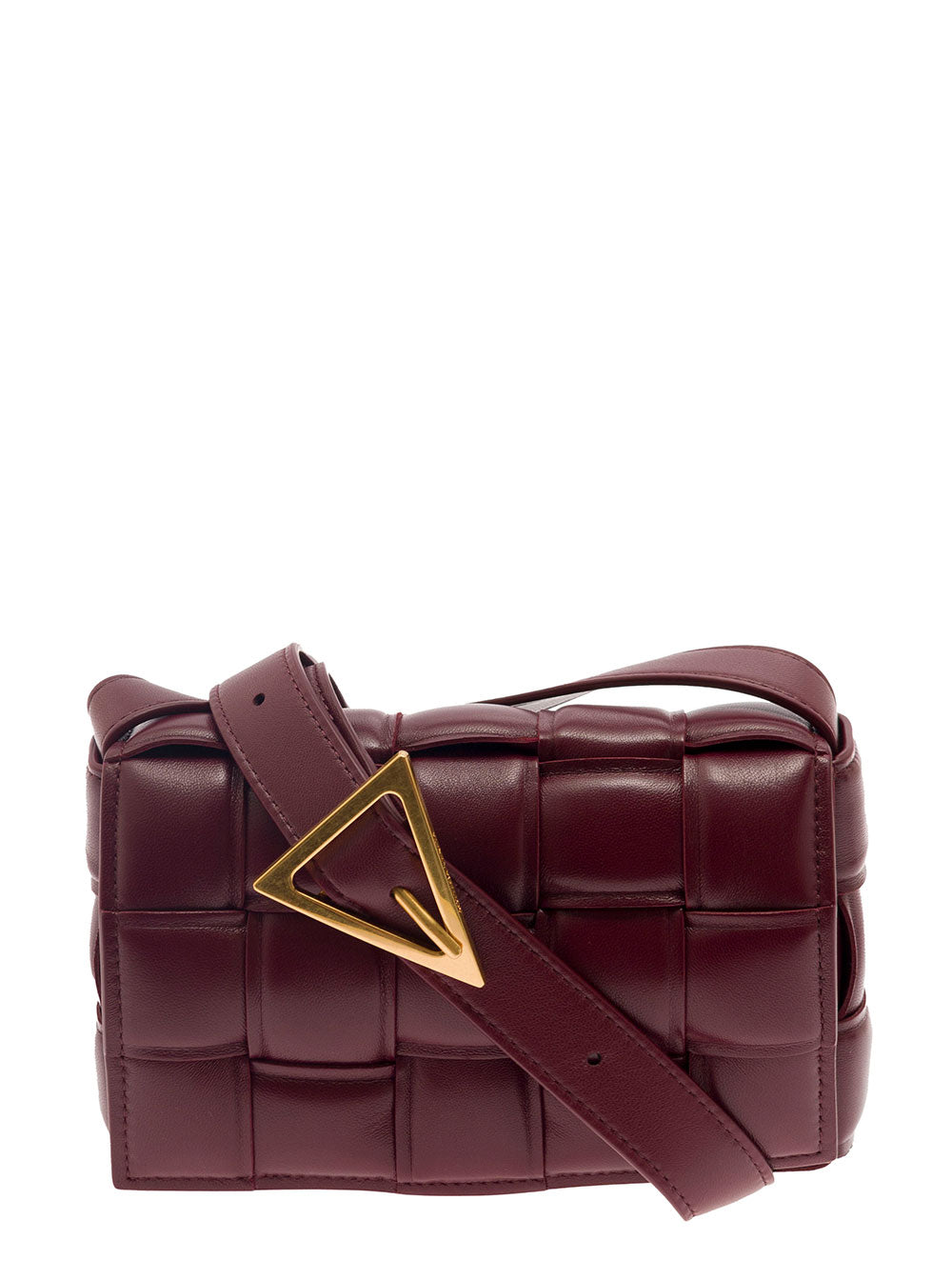 Bottega Veneta Women 'Small Padded Cassette'  Bordeaux Crossbody Bag In Intreccio Nappa Leather Woman