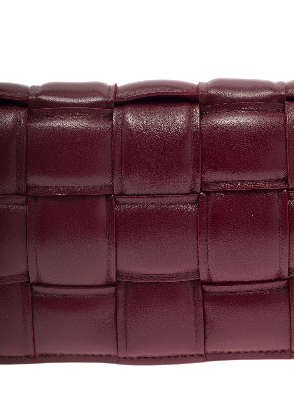 Bottega Veneta Women 'Small Padded Cassette'  Bordeaux Crossbody Bag In Intreccio Nappa Leather Woman