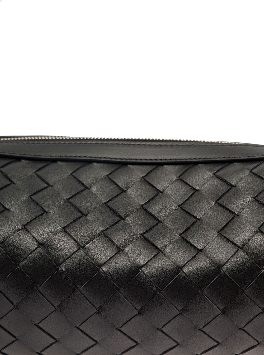 Bottega Veneta Men 'Cannolo' Black Crossbody Bag With Intreccio Motif In Leather Man