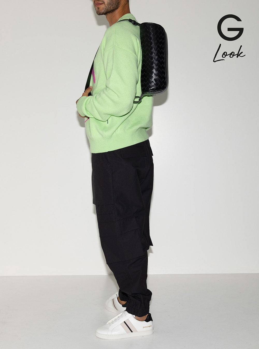 Bottega Veneta Men 'Cannolo' Black Crossbody Bag With Intreccio Motif In Leather Man