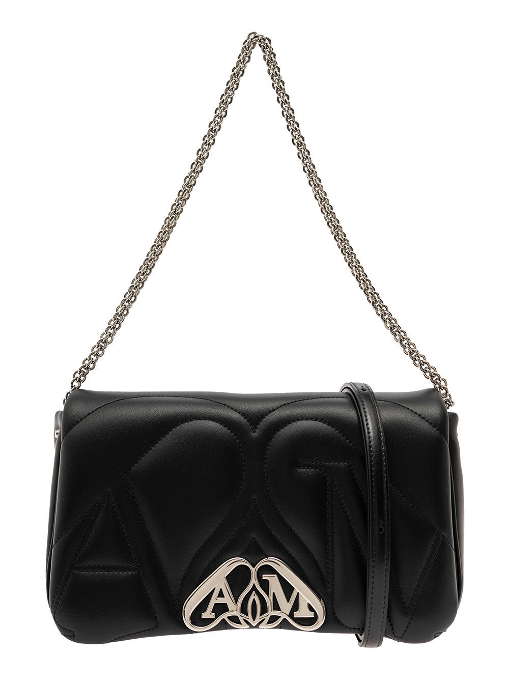 Alexander Mcqueen Women 'The Seal' Black Shoulder Bag With Seal Detail In Matelassé Leather Woman