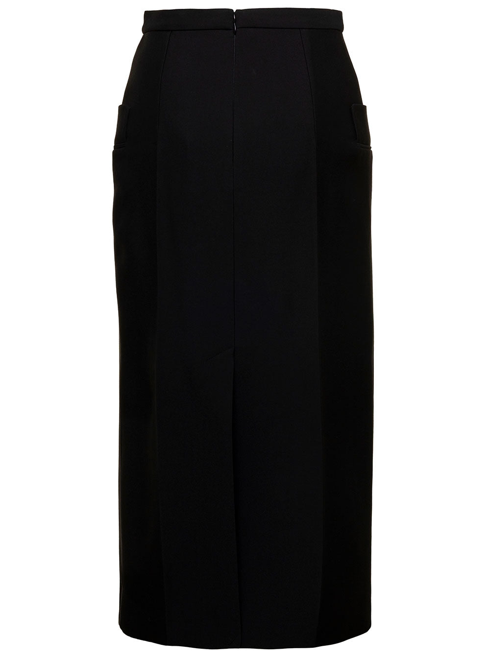 Alexander Mcqueen Women Black Long Sartorial Skirt With Front Split In Wool Woman